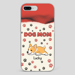 Cute Dog Mom Case – Playful Corgi & Paw Prints Design - 89Prints