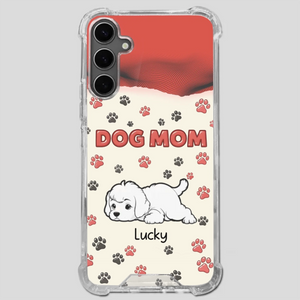 Cute Dog Mom Case – Playful Corgi & Paw Prints Design - 89Prints