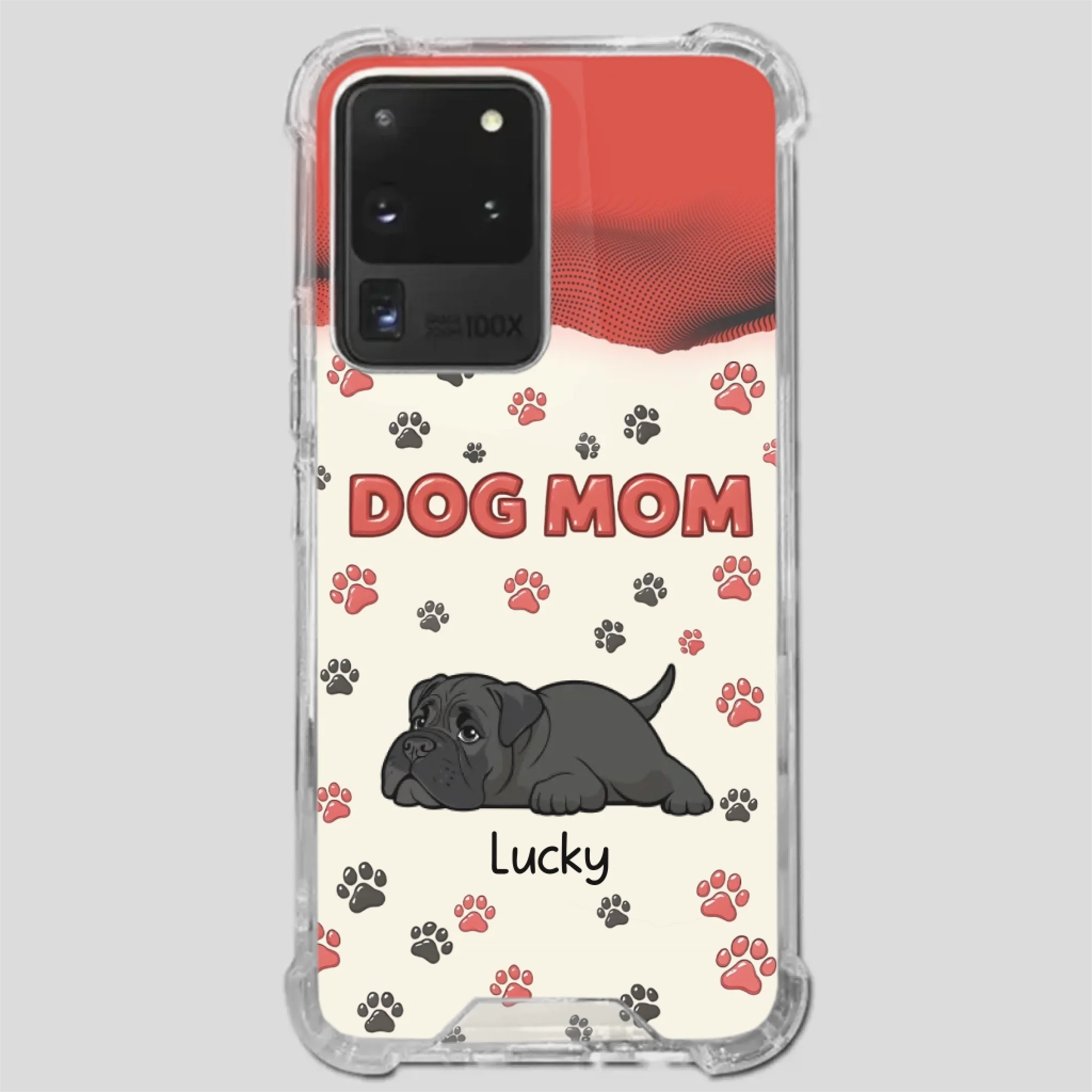 Cute Dog Mom Case – Playful Corgi & Paw Prints Design - 89Prints