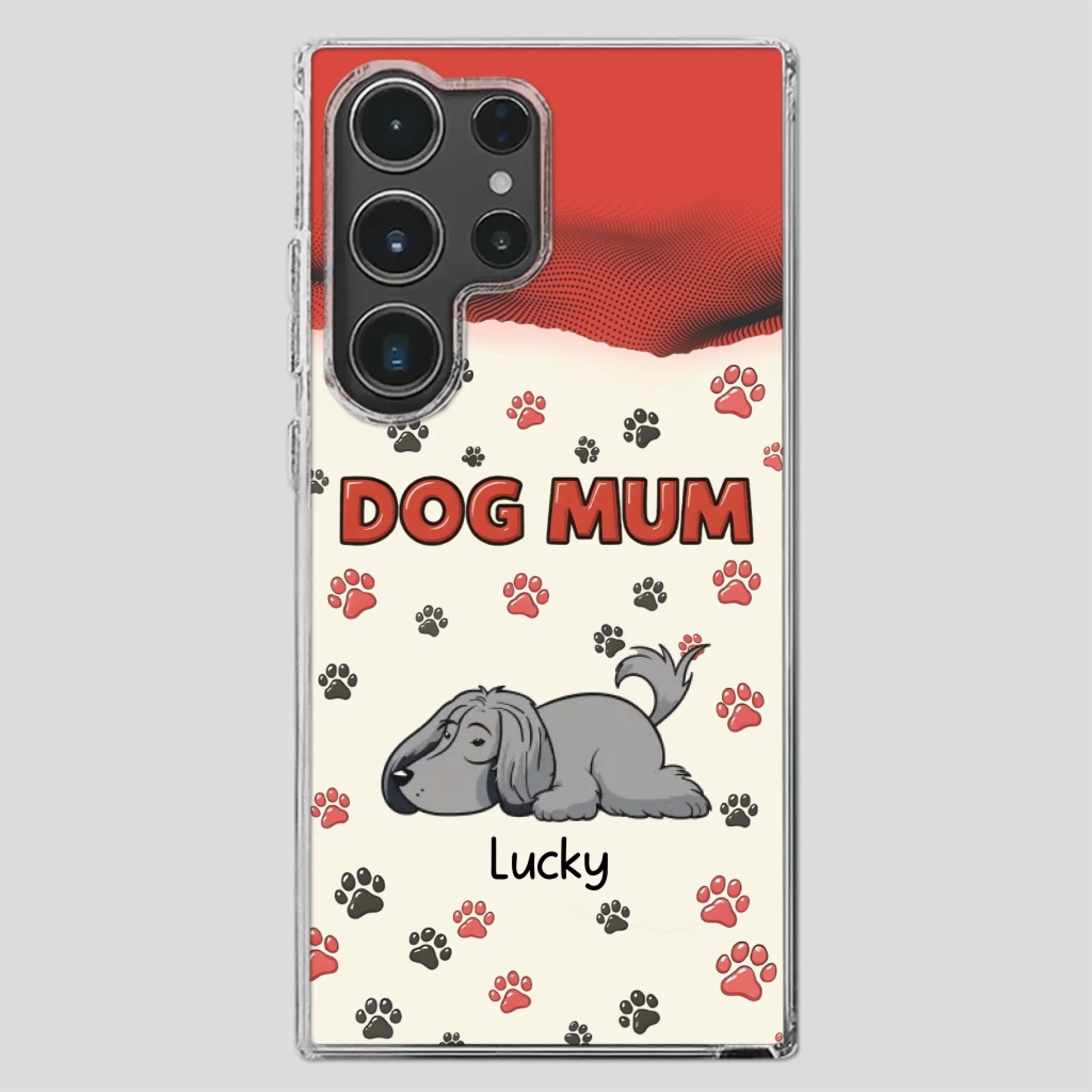 Cute Dog Mom Case – Playful Corgi & Paw Prints Design - 89Prints