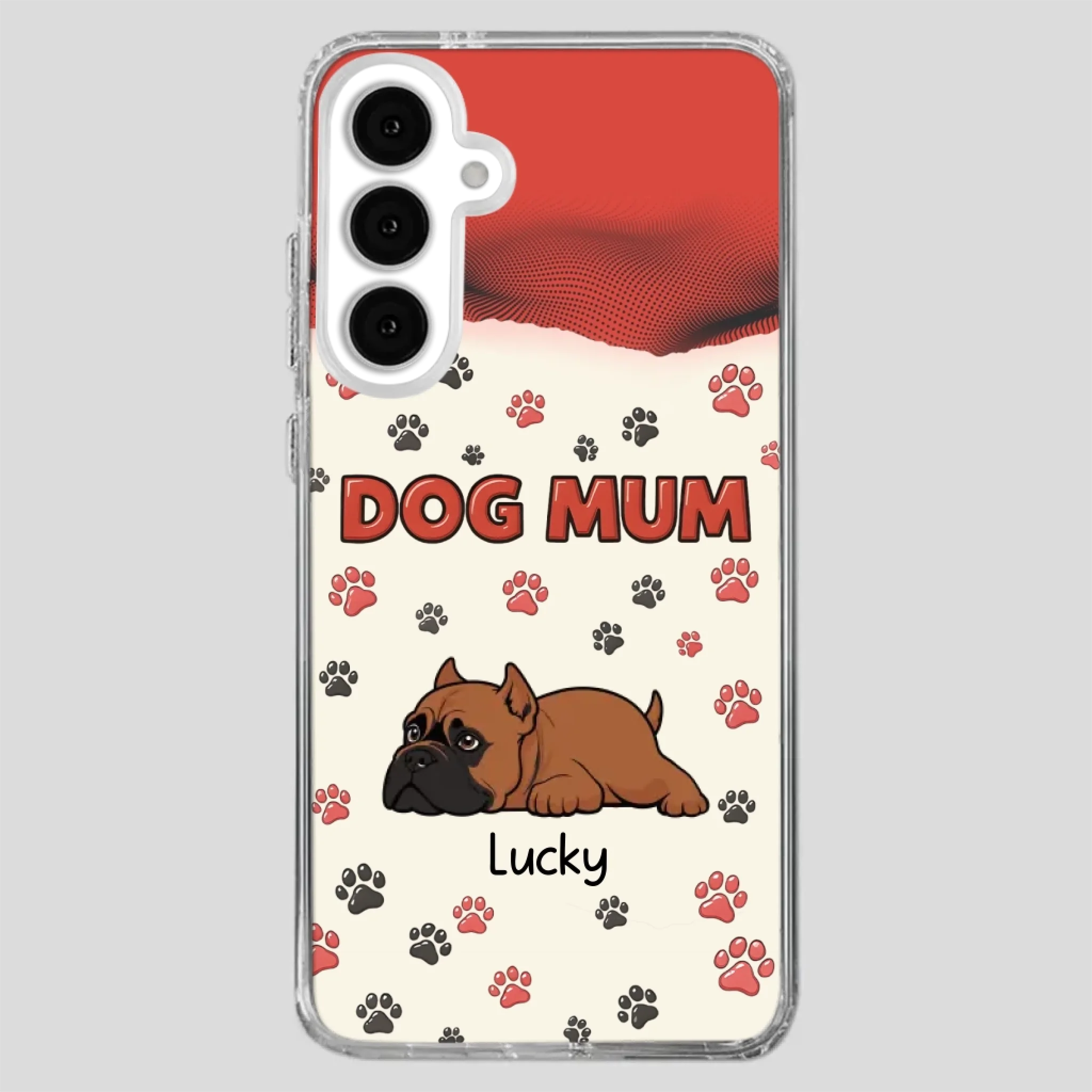 Cute Dog Mom Case – Playful Corgi & Paw Prints Design - 89Prints