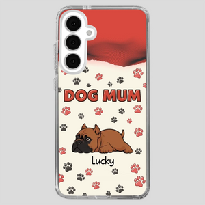Cute Dog Mom Case – Playful Corgi & Paw Prints Design - 89Prints
