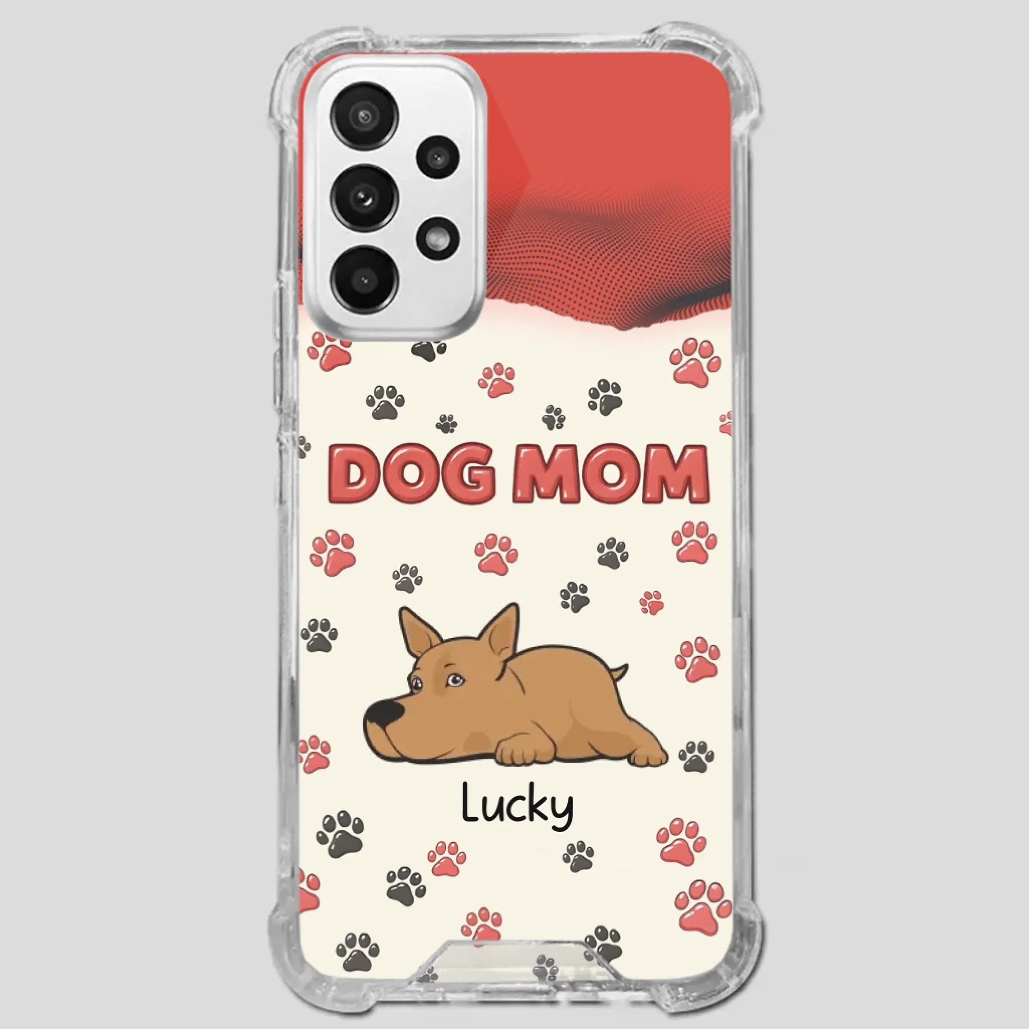 Cute Dog Mom Case – Playful Corgi & Paw Prints Design - 89Prints