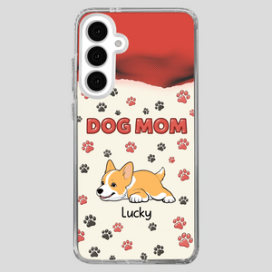 Cute Dog Mom Case – Playful Corgi & Paw Prints Design - 89Prints
