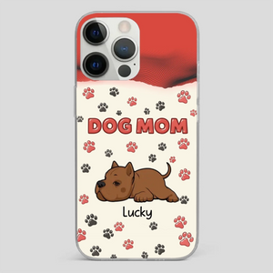 Cute Dog Mom Case – Playful Corgi & Paw Prints Design - 89Prints