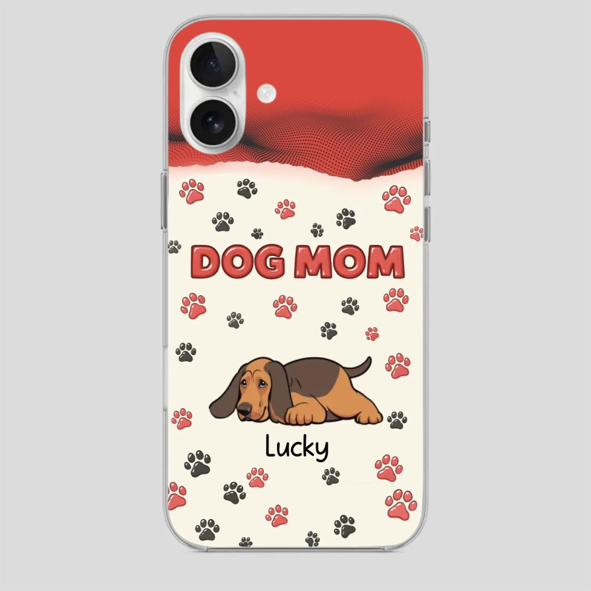 Cute Dog Mom Case – Playful Corgi & Paw Prints Design - 89Prints