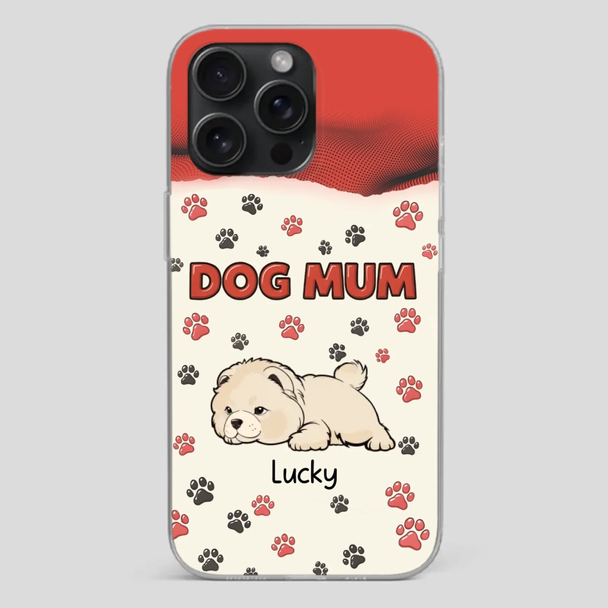 Cute Dog Mom Case – Playful Corgi & Paw Prints Design - 89Prints
