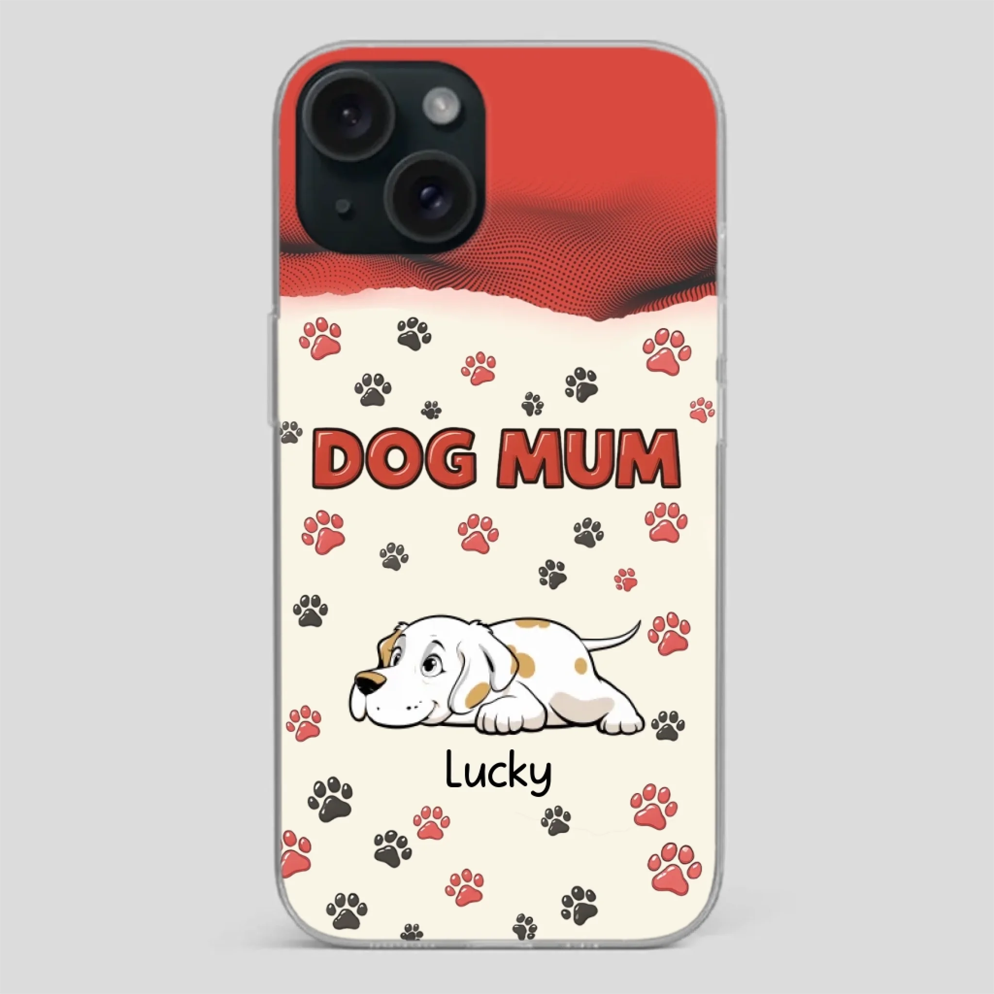 Cute Dog Mom Case – Playful Corgi & Paw Prints Design - 89Prints