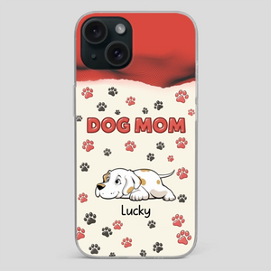 Cute Dog Mom Case – Playful Corgi & Paw Prints Design - 89Prints