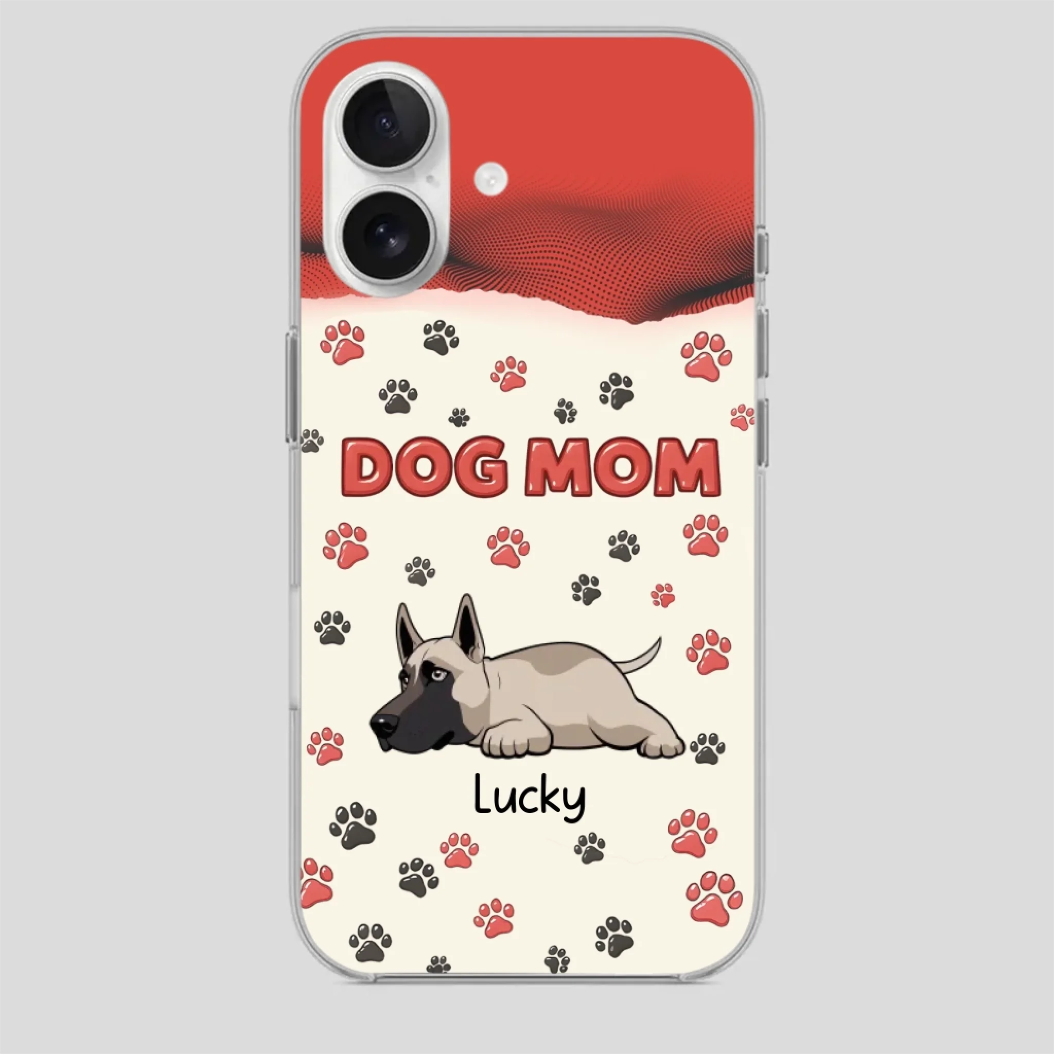Cute Dog Mom Case – Playful Corgi & Paw Prints Design - 89Prints
