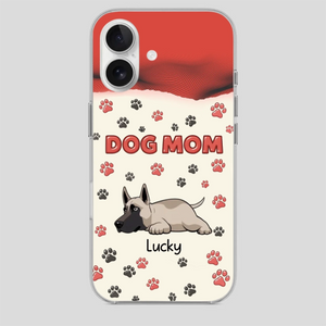 Cute Dog Mom Case – Playful Corgi & Paw Prints Design - 89Prints