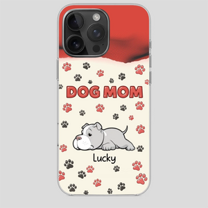 Cute Dog Mom Case – Playful Corgi & Paw Prints Design - 89Prints