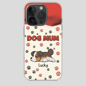 Cute Dog Mom Case – Playful Corgi & Paw Prints Design - 89Prints