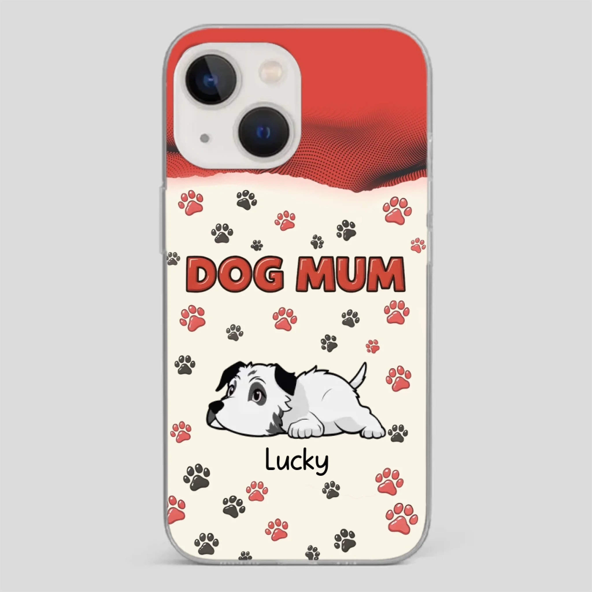 Cute Dog Mom Case – Playful Corgi & Paw Prints Design - 89Prints