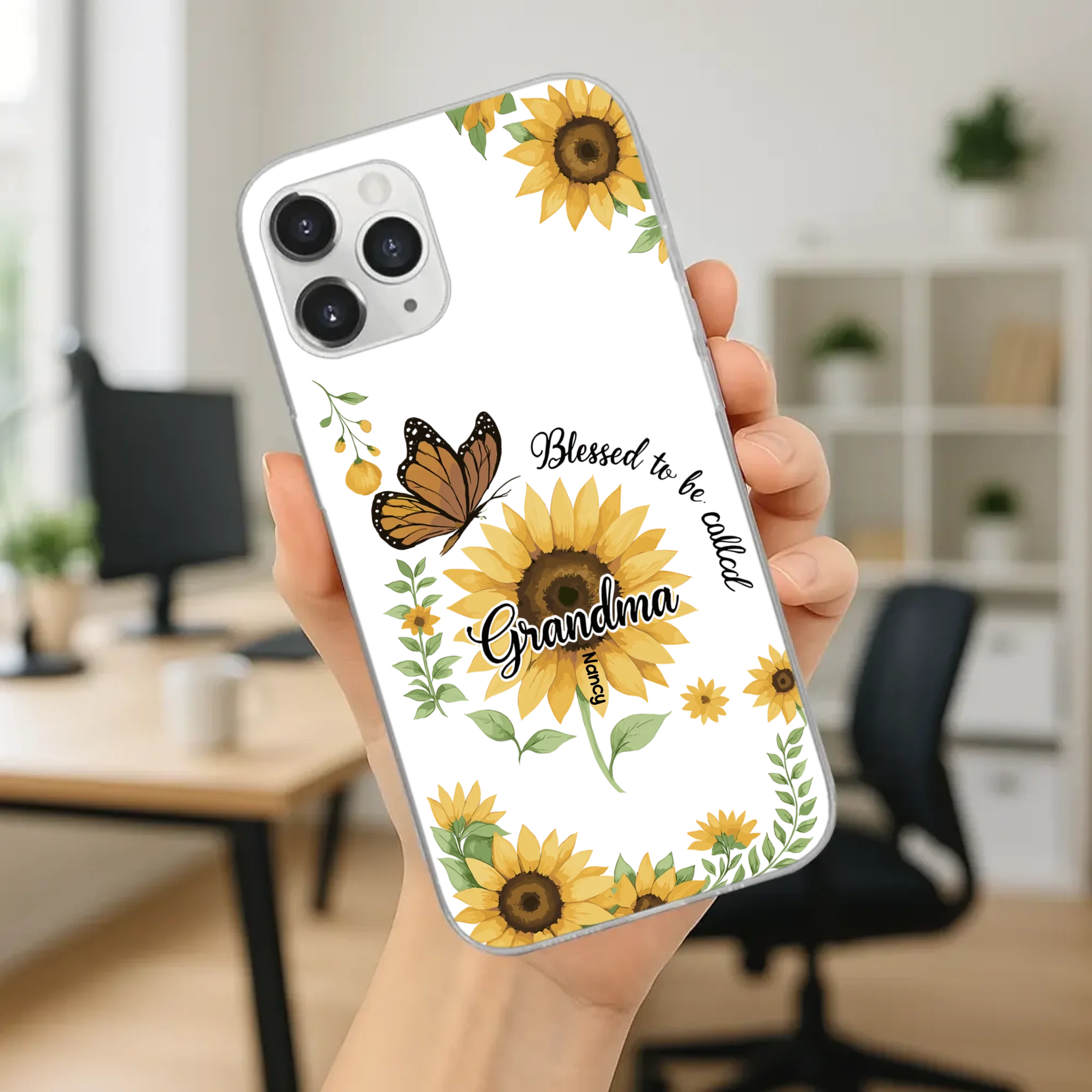 Sunflower Phone Case – Personalized Name Floral Design - 89Prints