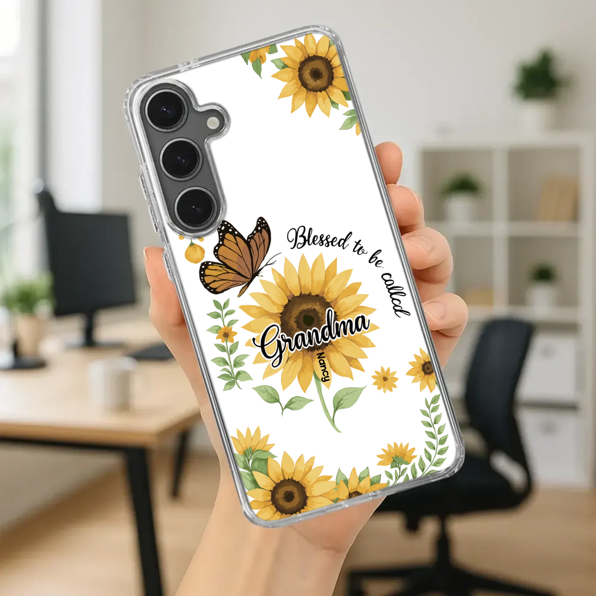 Sunflower Phone Case – Personalized Name Floral Design - 89Prints