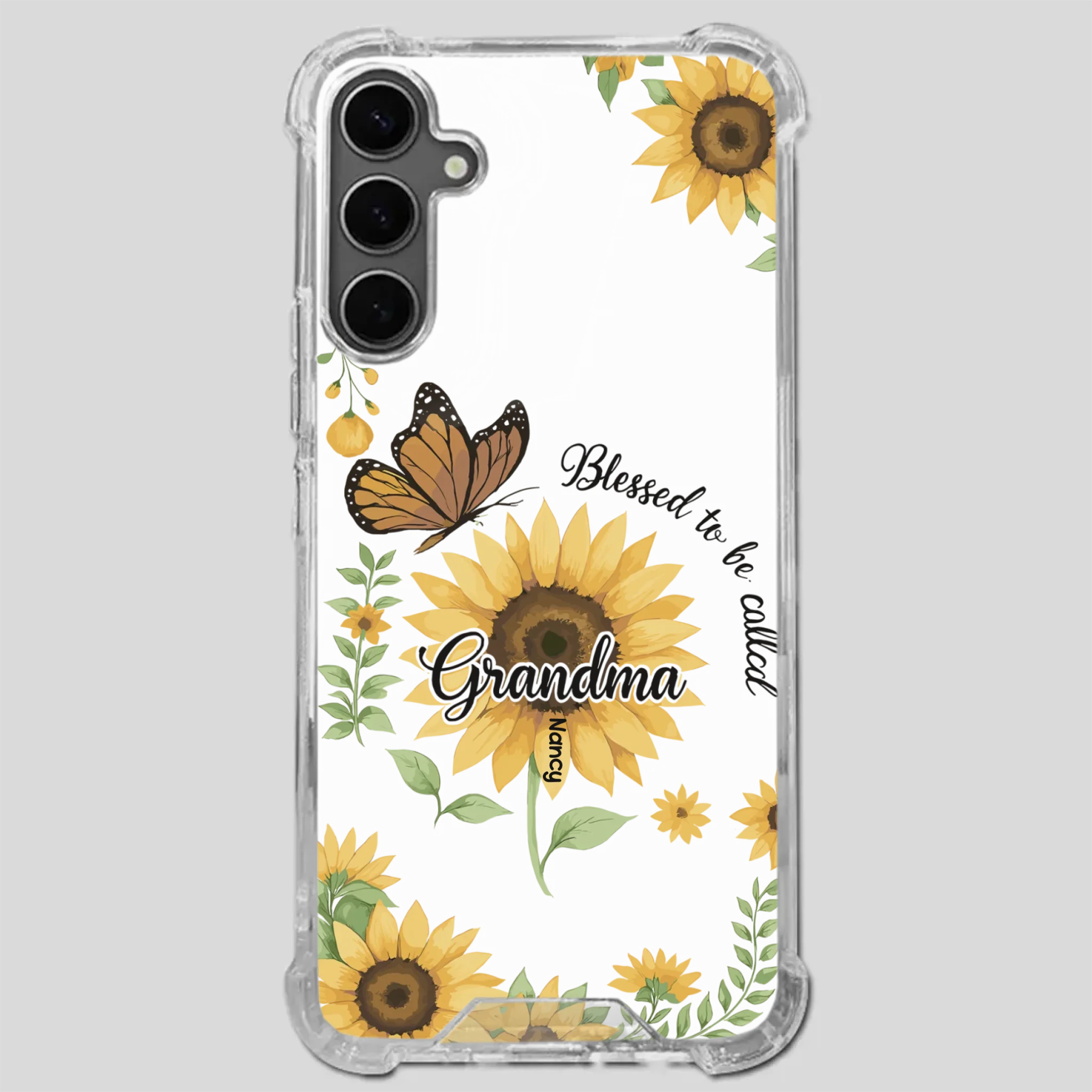 Sunflower Phone Case – Personalized Name Floral Design - 89Prints