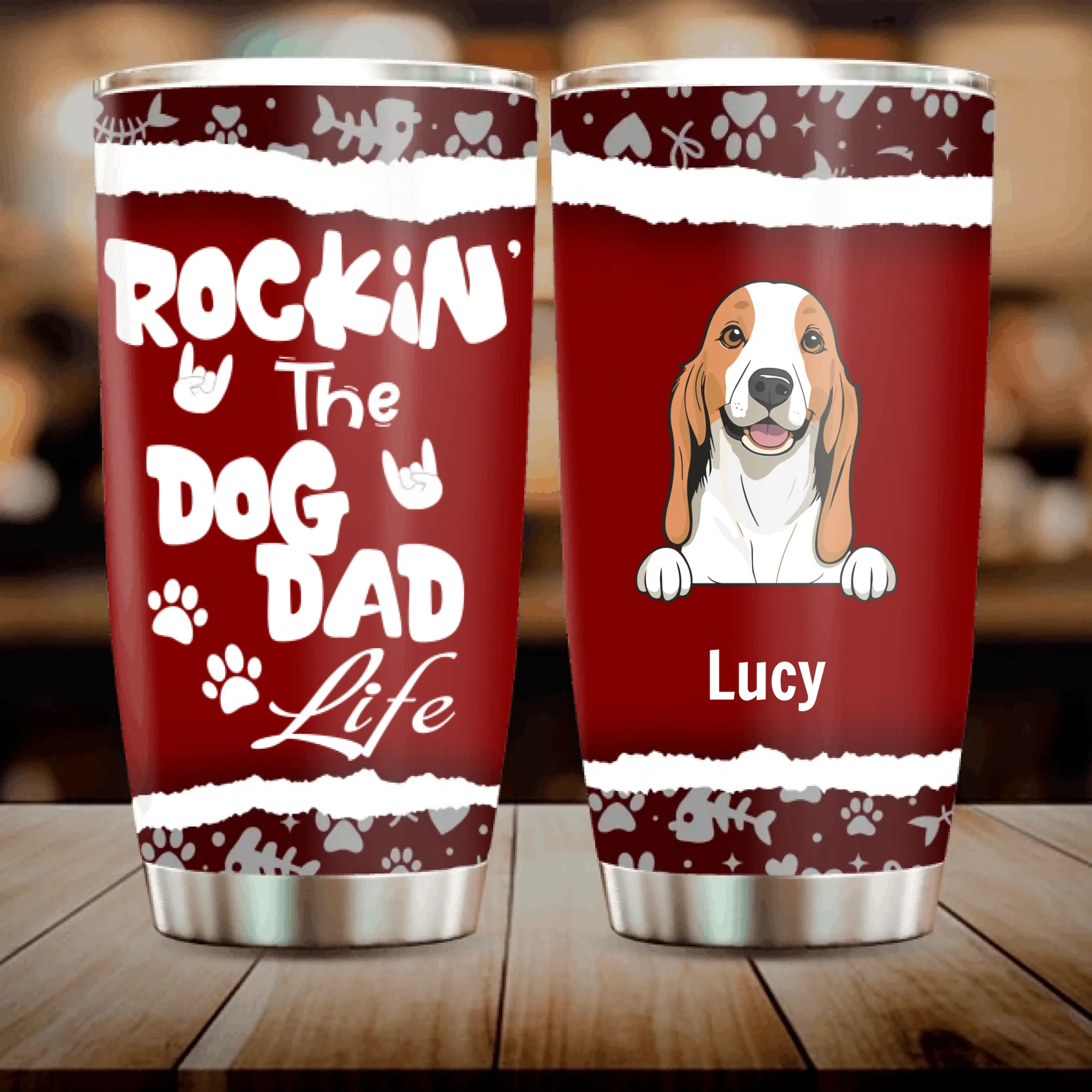 Rockin’ the Dog Dad Life Tumbler – Personalized Cup for Pet Dads - 89Prints