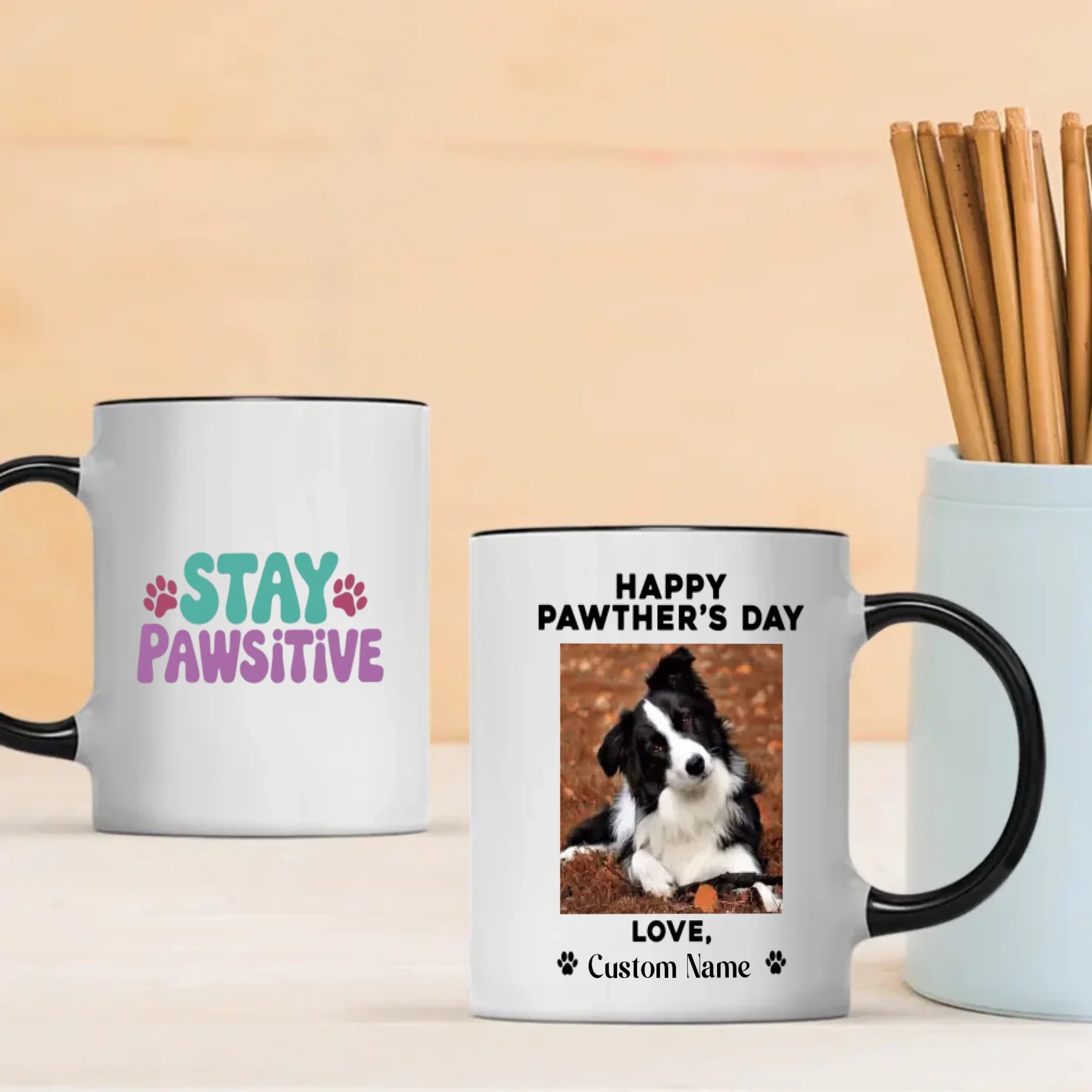 “Happy Pawther’s Day” Personalized Dog Mug – Funny Gift for Dog Dads – 89Prints