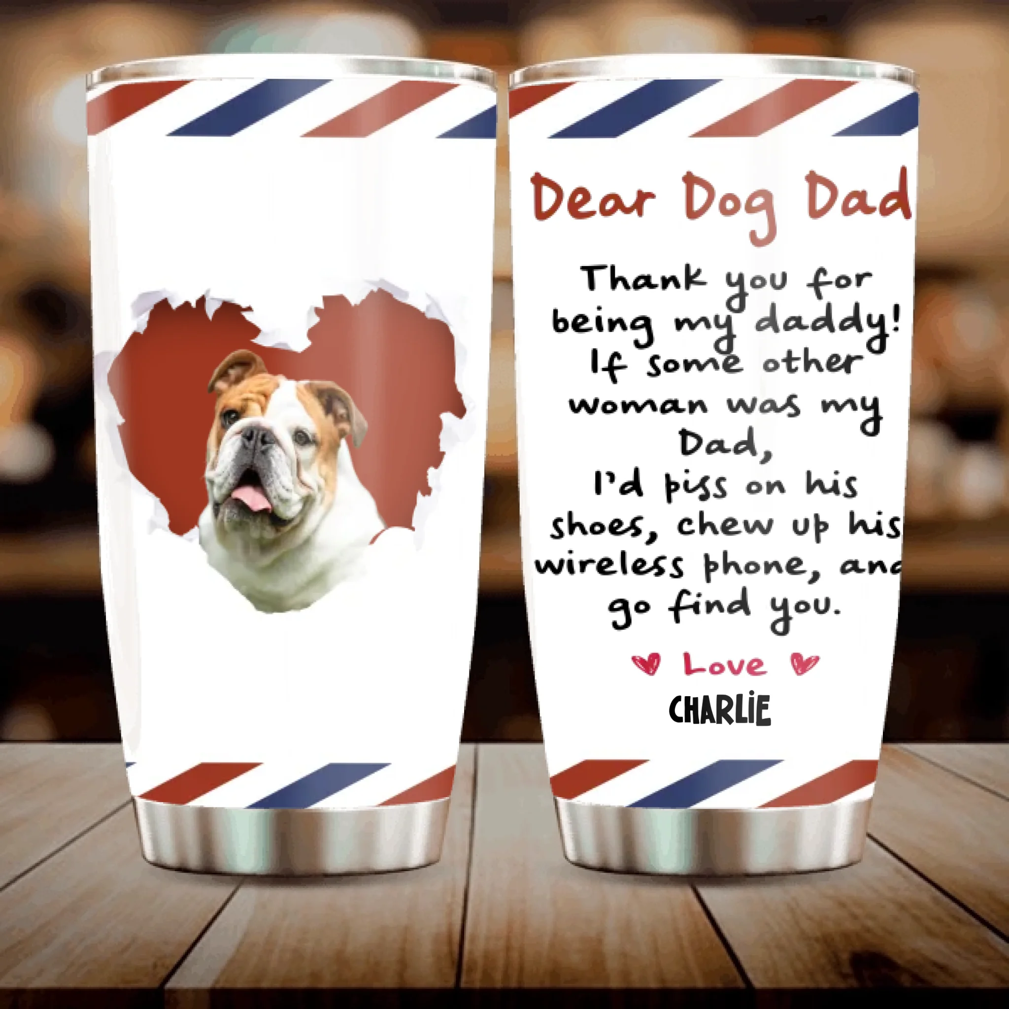 Dear Dog Dad Tumbler – Personalized Gift for Proud Pet Lovers - 89Prints