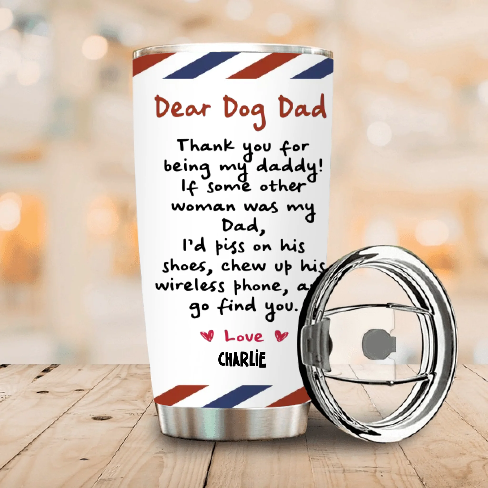 Dear Dog Dad Tumbler – Personalized Gift for Proud Pet Lovers - 89Prints
