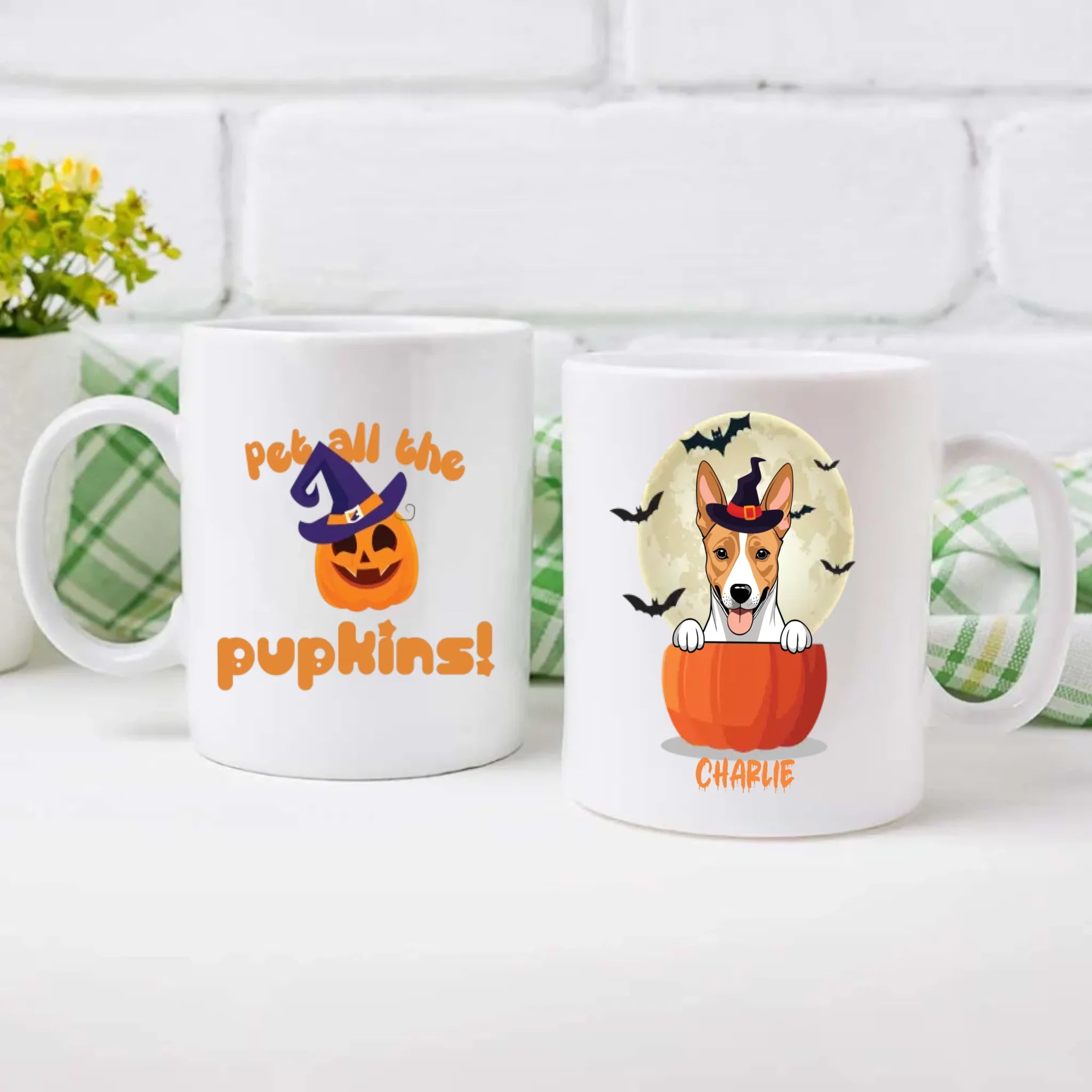 Pet All The Pupkins Mug – Custom Dog Clipart & Name