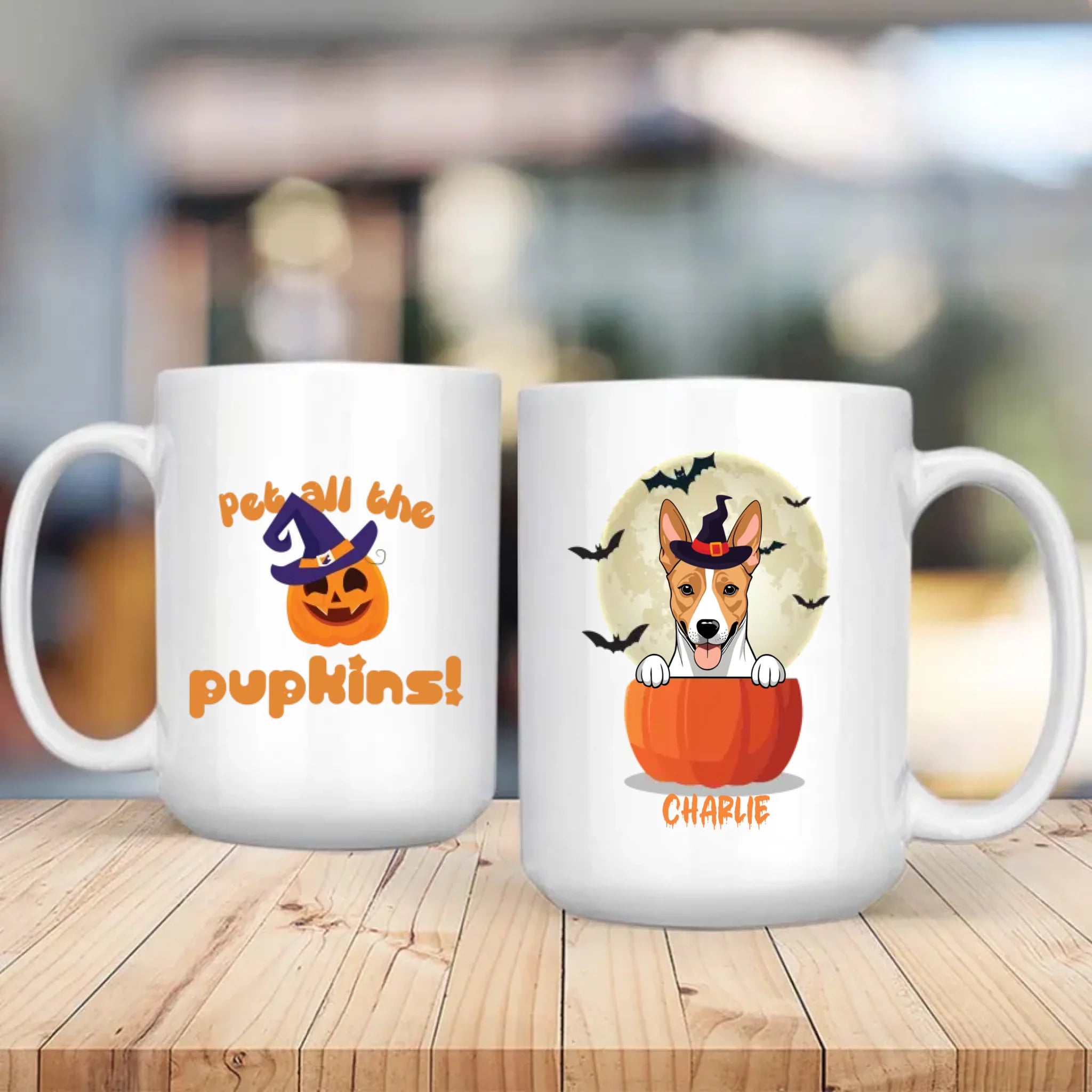 Pet All The Pupkins Mug – Custom Dog Clipart & Name