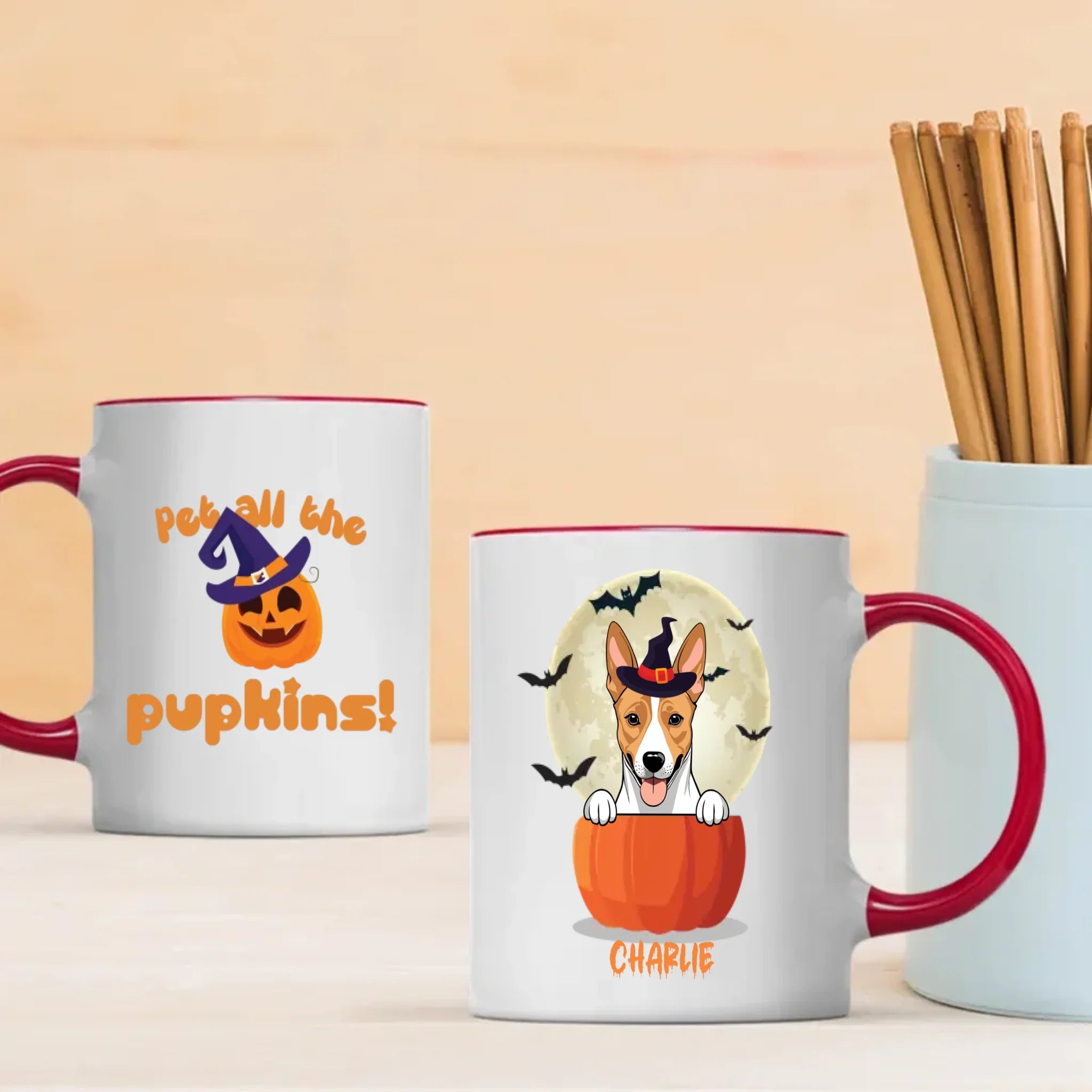 Pet All The Pupkins Mug – Custom Dog Clipart & Name