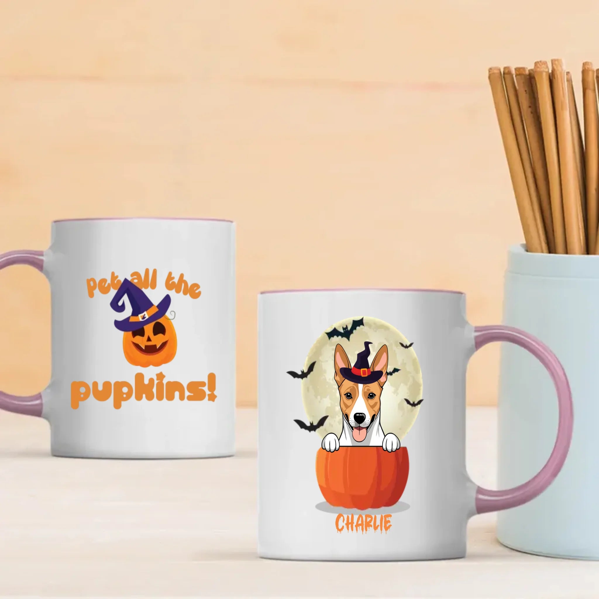 Pet All The Pupkins Mug – Custom Dog Clipart & Name