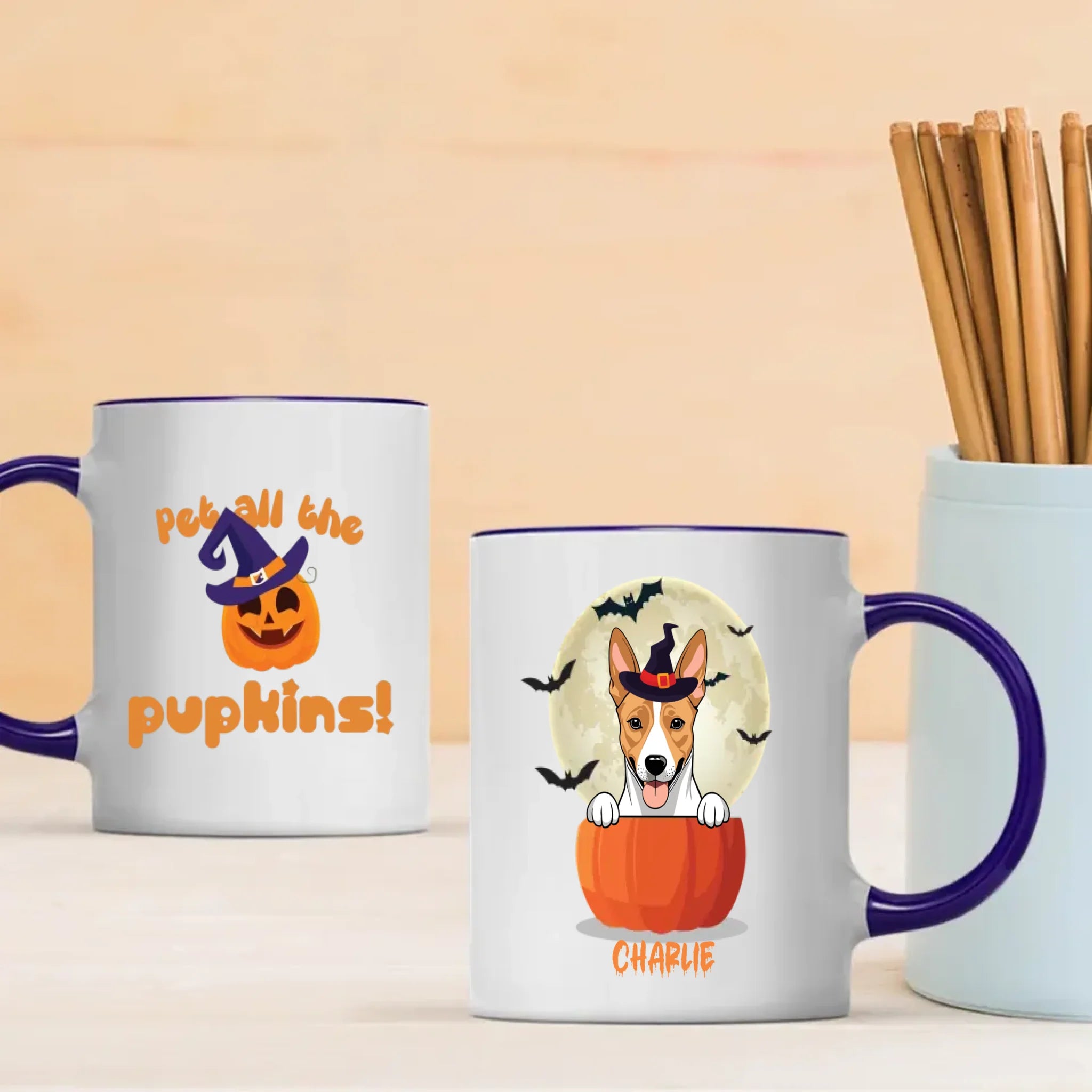 Pet All The Pupkins Mug – Custom Dog Clipart & Name