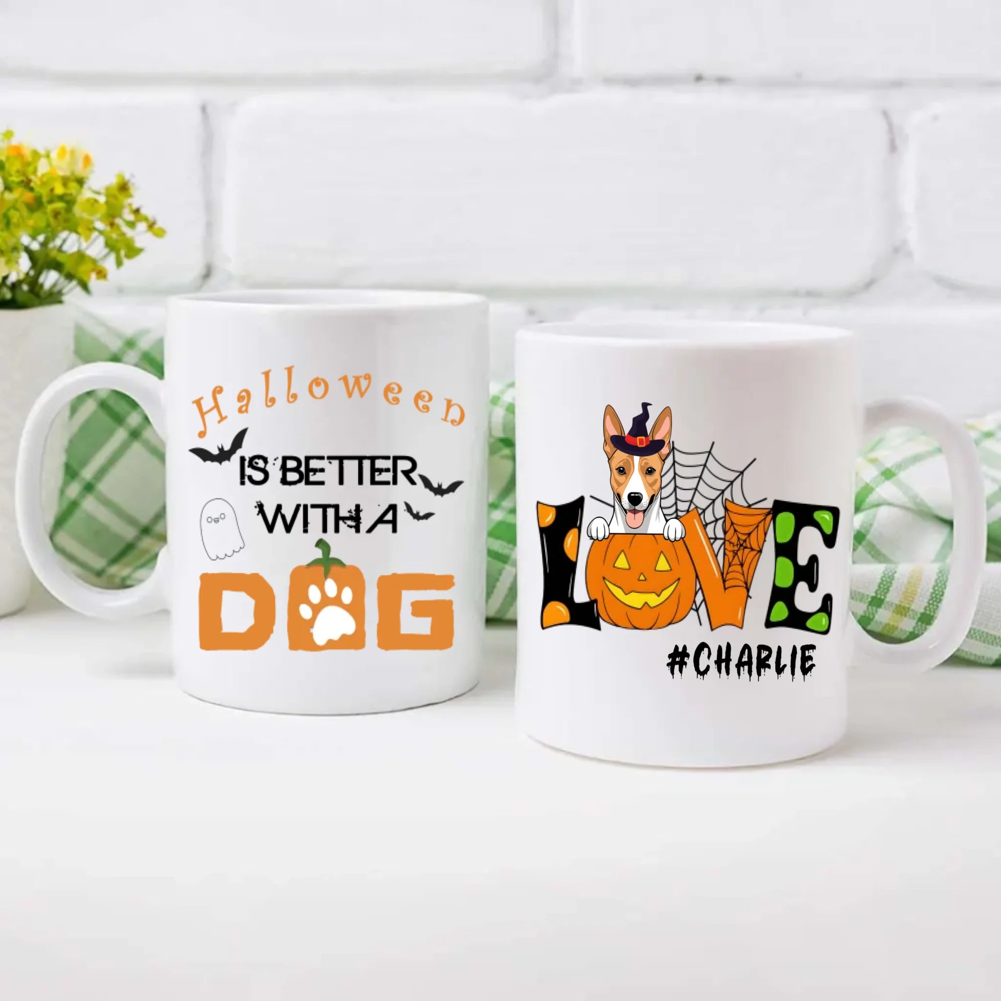 Halloween Dog Mug – Custom Witch Hat Clipart & Name