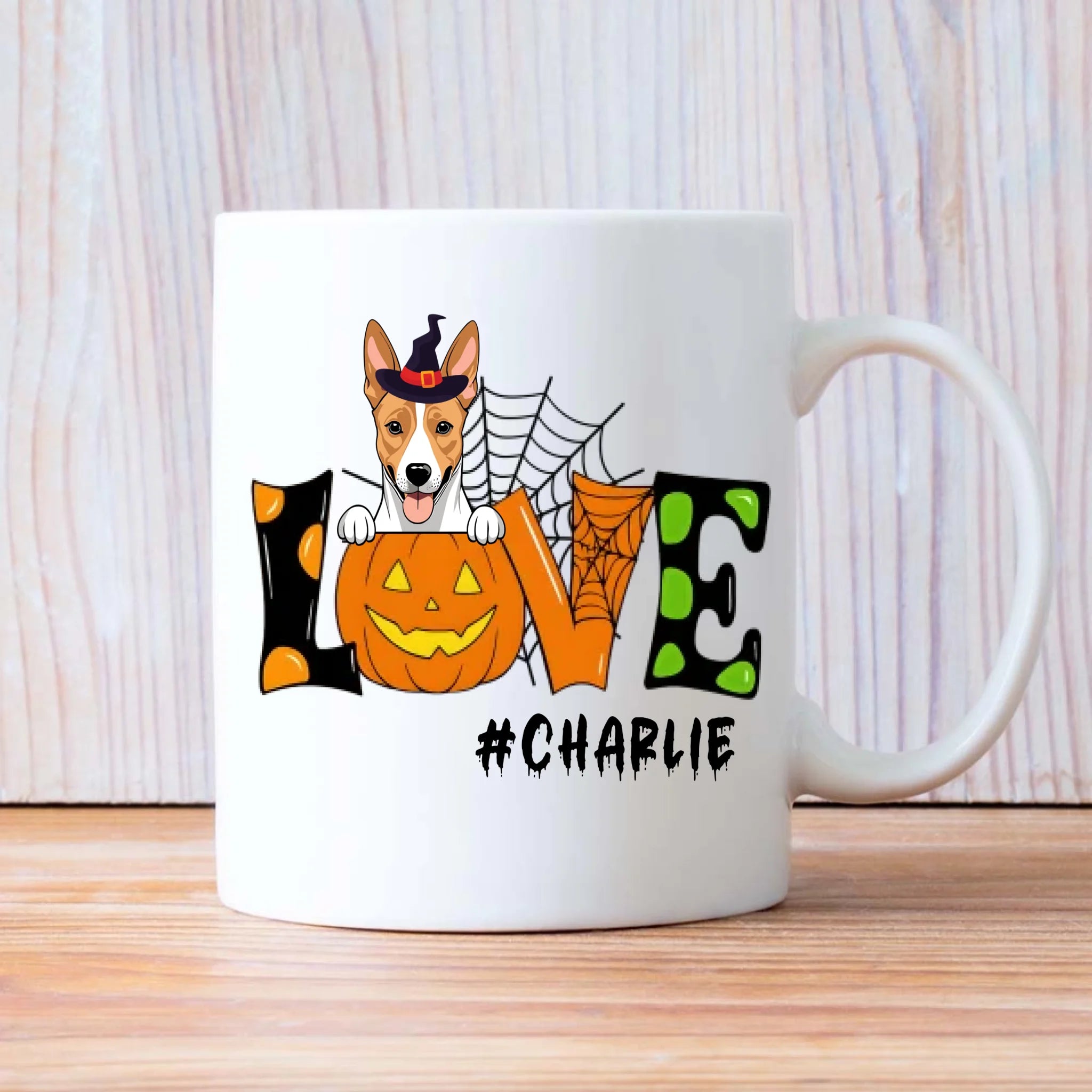 Halloween Dog Mug – Custom Witch Hat Clipart & Name