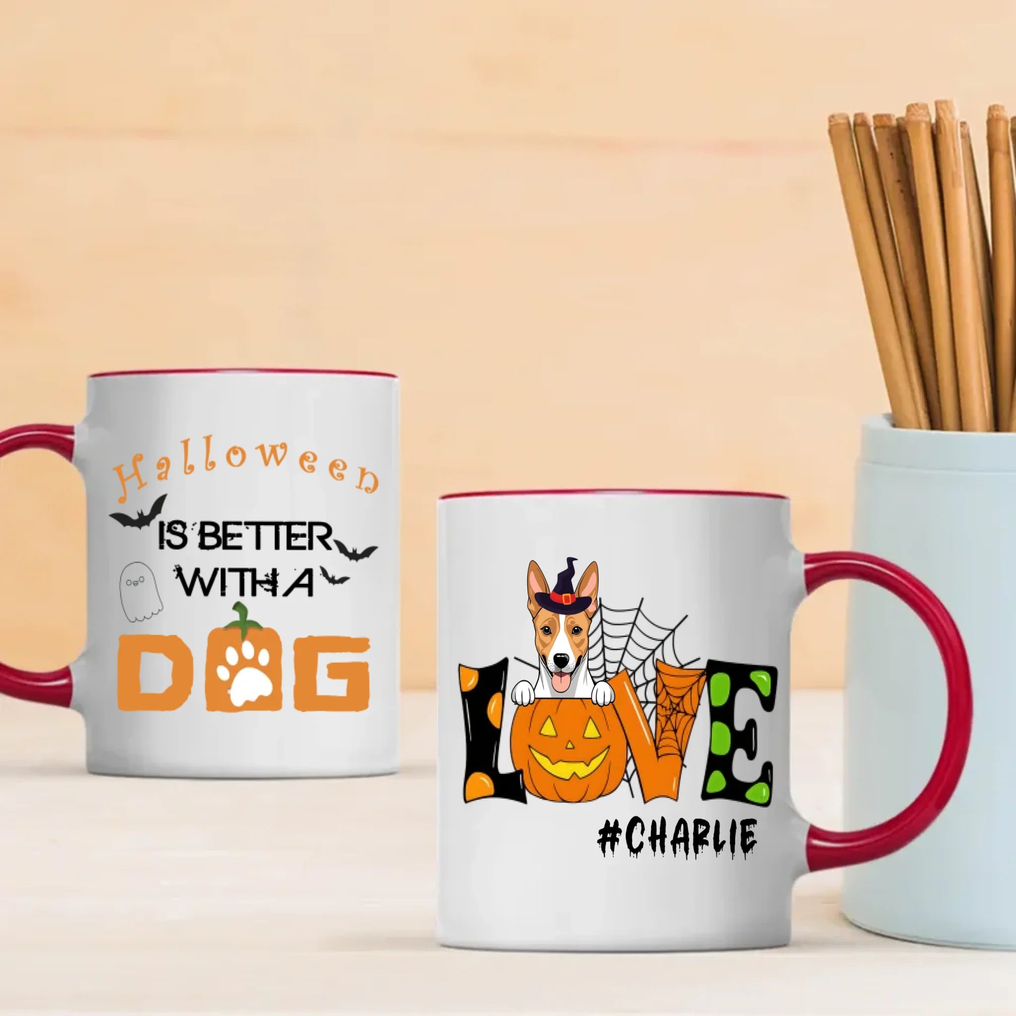 Halloween Dog Mug – Custom Witch Hat Clipart & Name