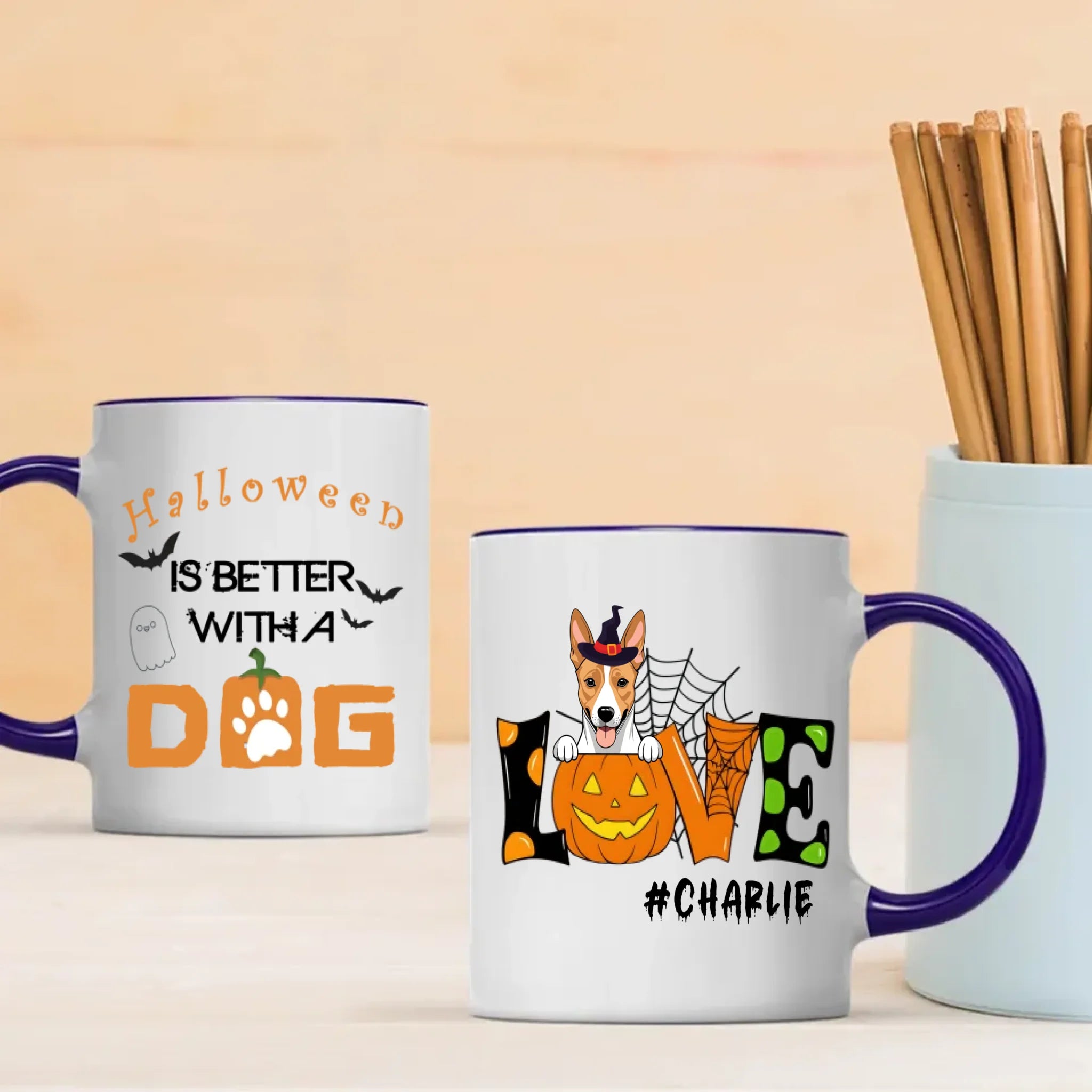 Halloween Dog Mug – Custom Witch Hat Clipart & Name