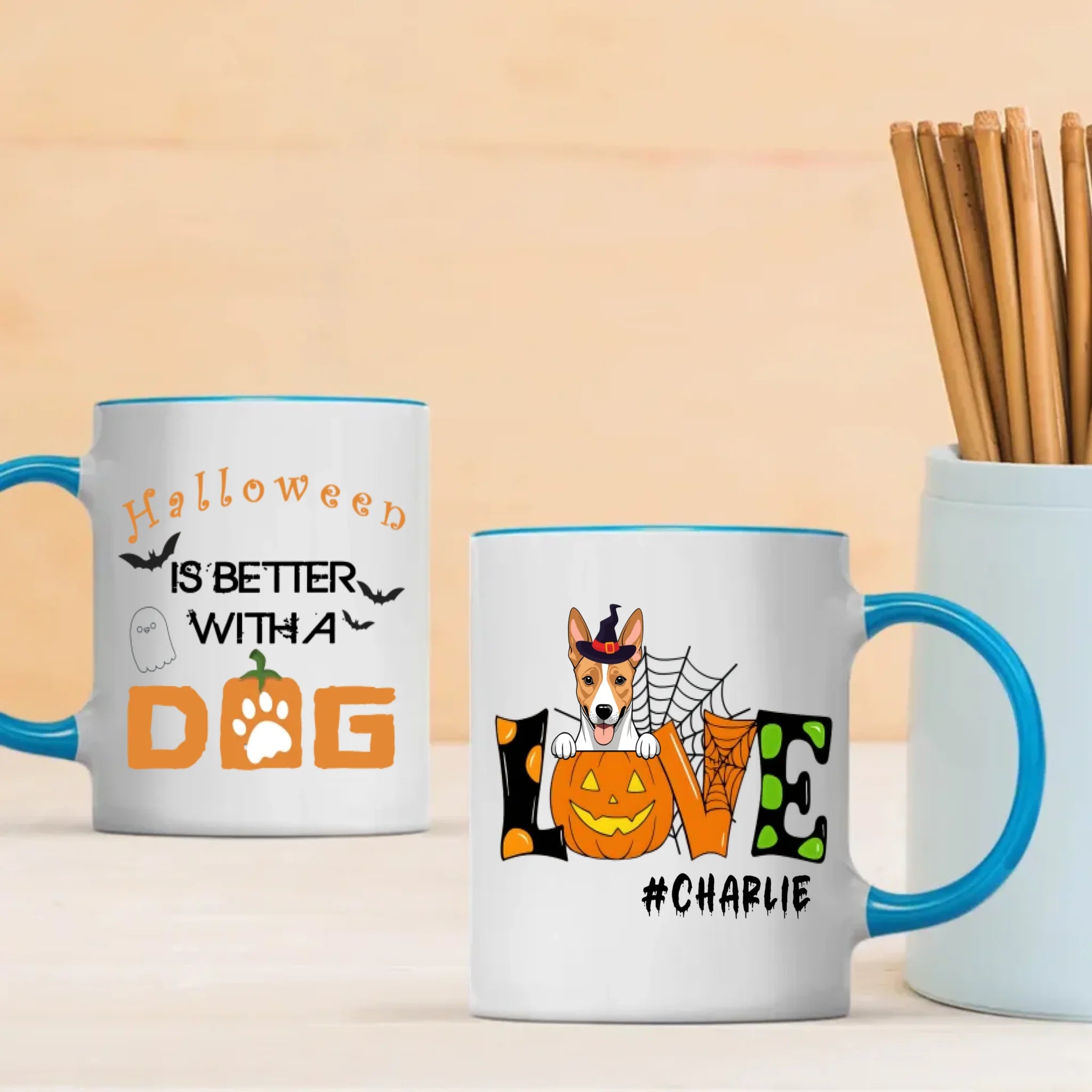 Halloween Dog Mug – Custom Witch Hat Clipart & Name