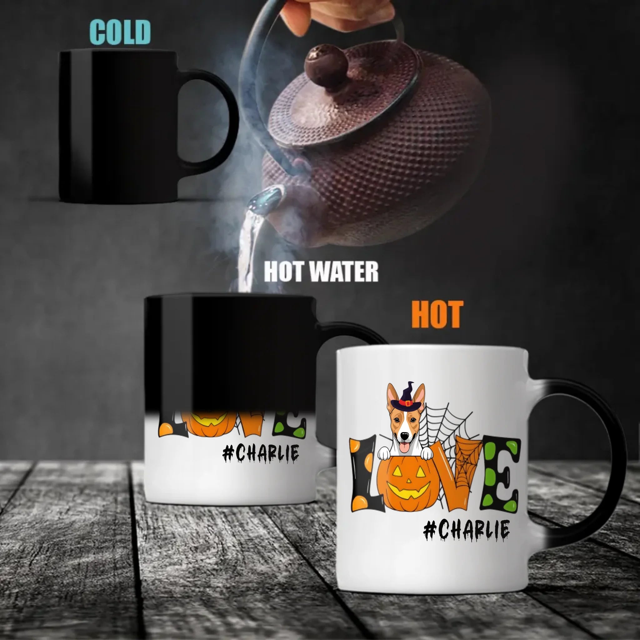 Halloween Dog Mug – Custom Witch Hat Clipart & Name