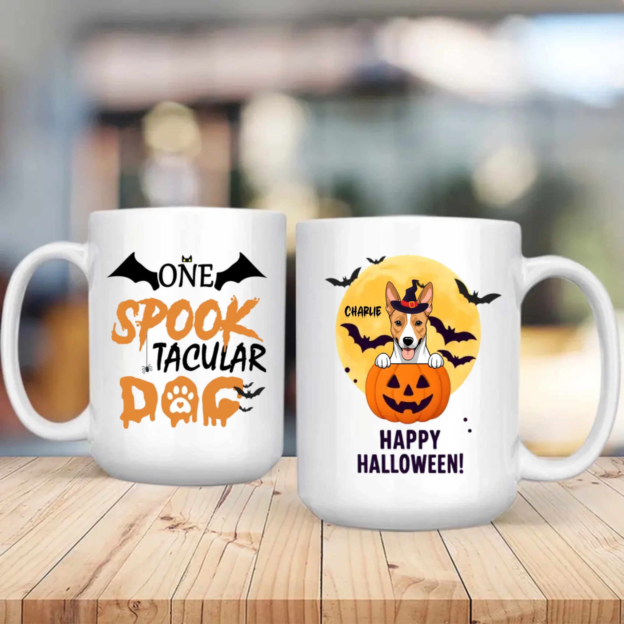 One Spook Tacular Dog Mug – Custom Name & Halloween Clipart