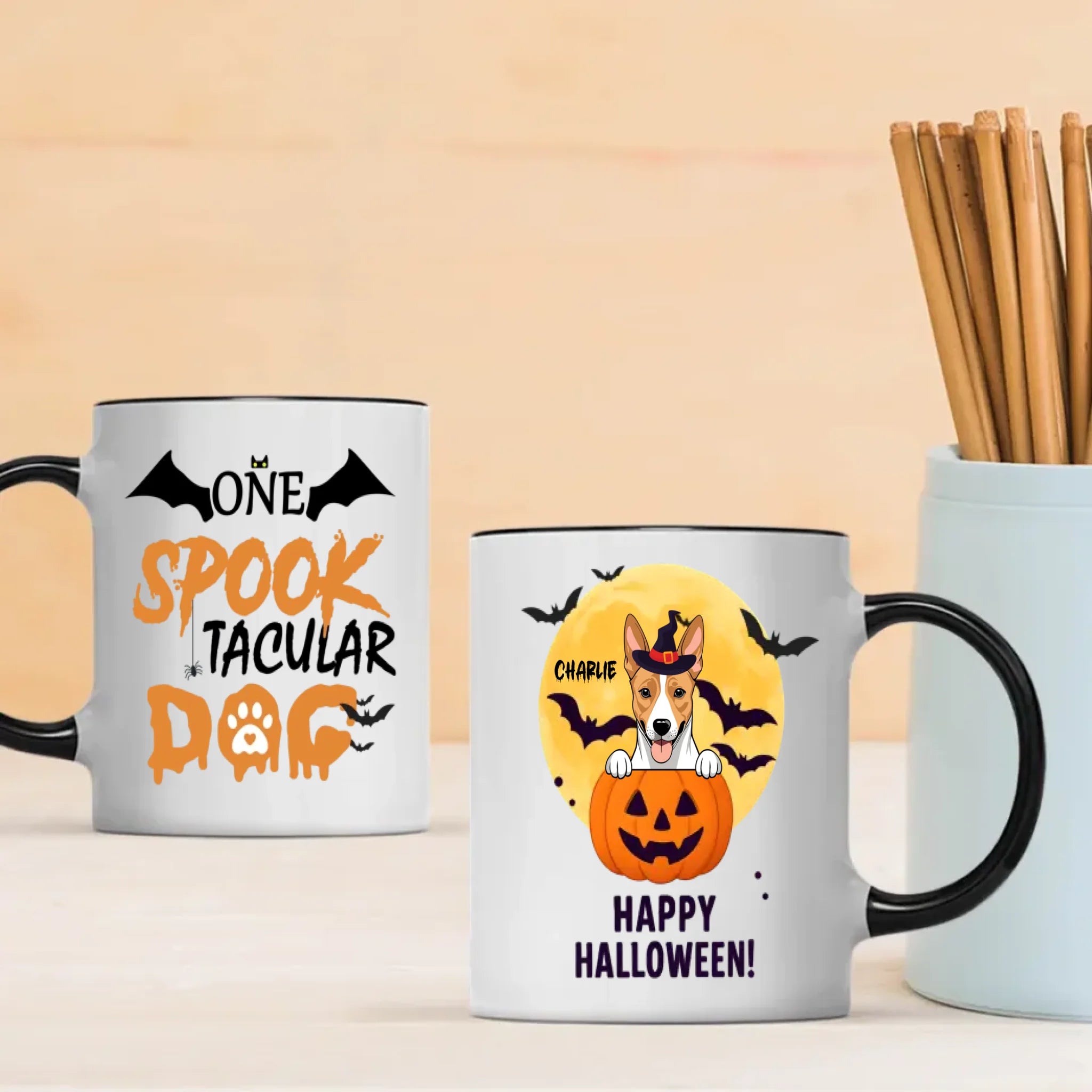 One Spook Tacular Dog Mug – Custom Name & Halloween Clipart