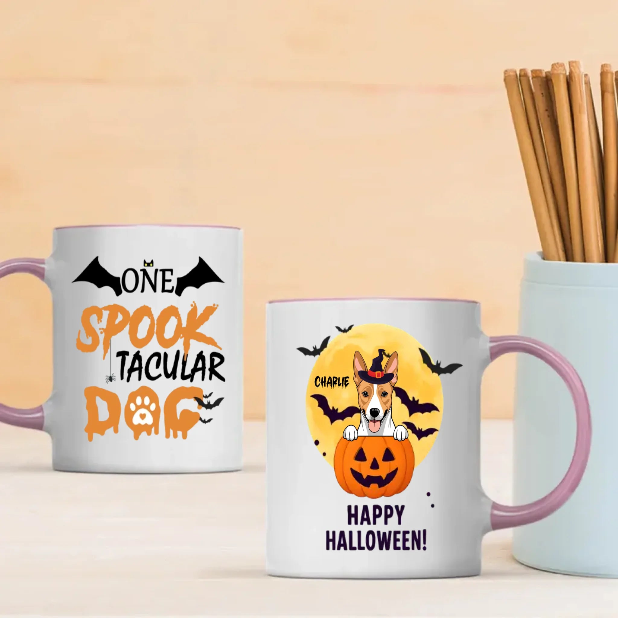 One Spook Tacular Dog Mug – Custom Name & Halloween Clipart