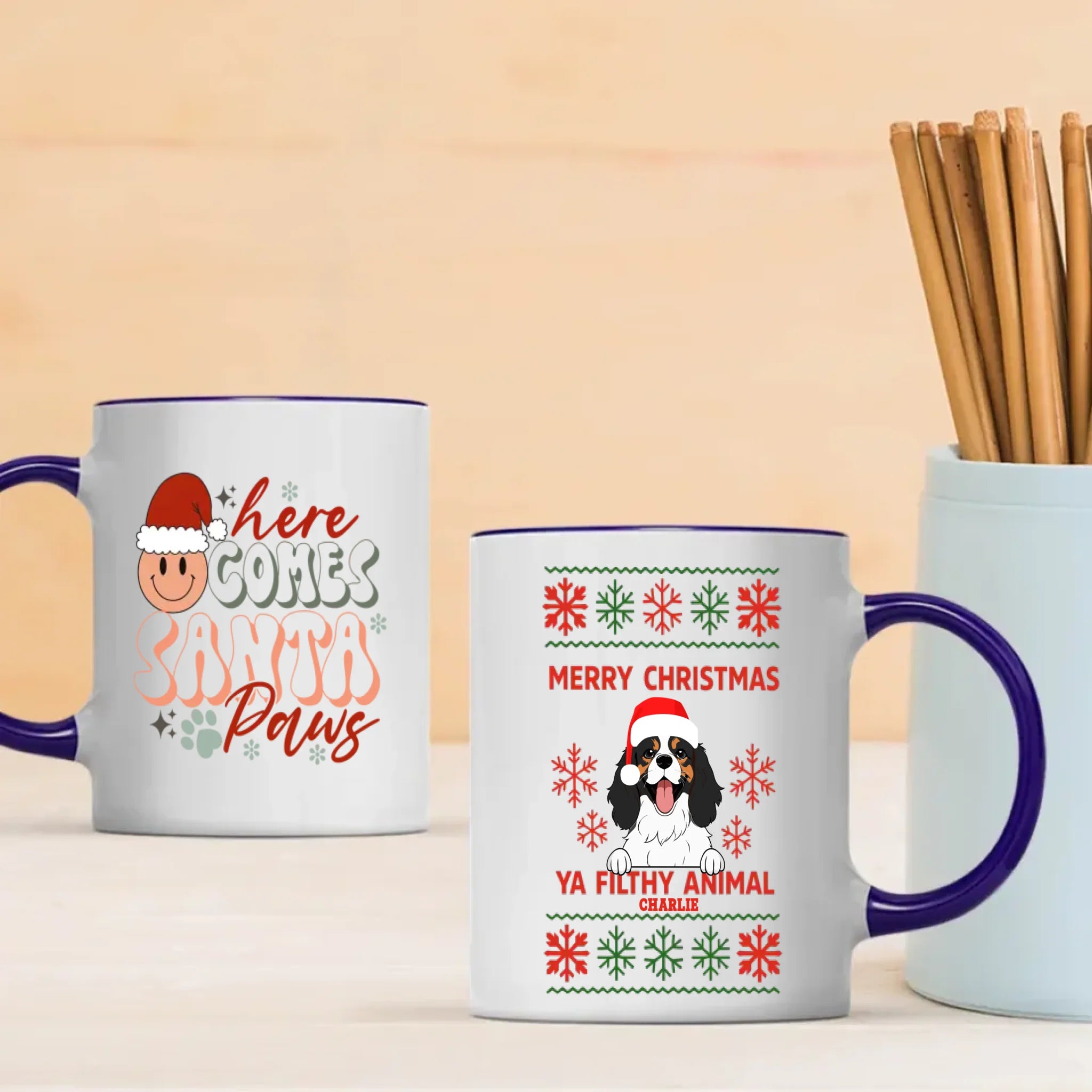 Personalized Dog Mug Merry Christmas Cute Coffee Cup Gift for Dog Lovers - 89Prints