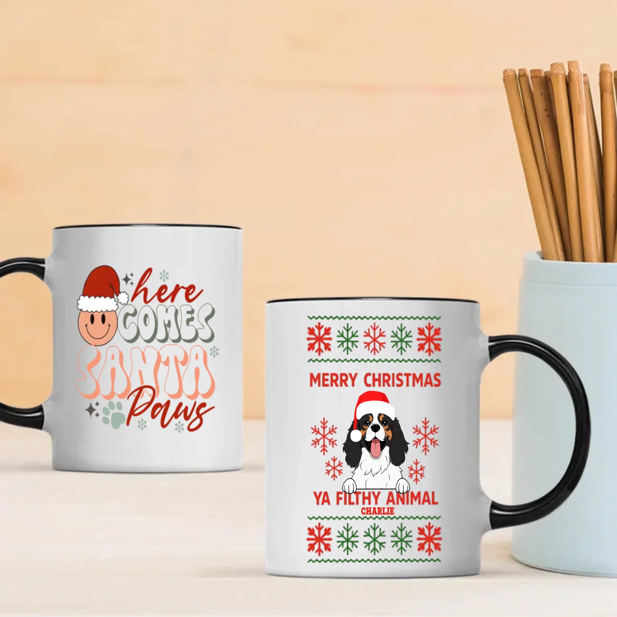 Personalized Dog Mug Merry Christmas Cute Coffee Cup Gift for Dog Lovers - 89Prints