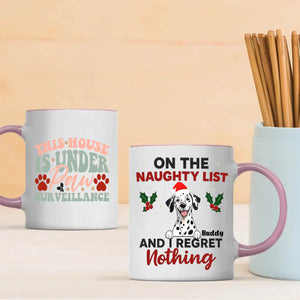 Funny Christmas Dog Mug – This House Is Under Paw Surveillance & On the Naughty List – 89Prints