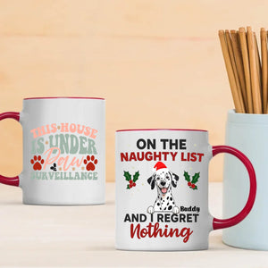 Funny Christmas Dog Mug – This House Is Under Paw Surveillance & On the Naughty List – 89Prints
