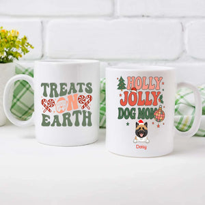 Custom Dog Mug Holly Jolly Dog Mom – Personalized Christmas Coffee Cup with 1–3 Dogs – 89Prints