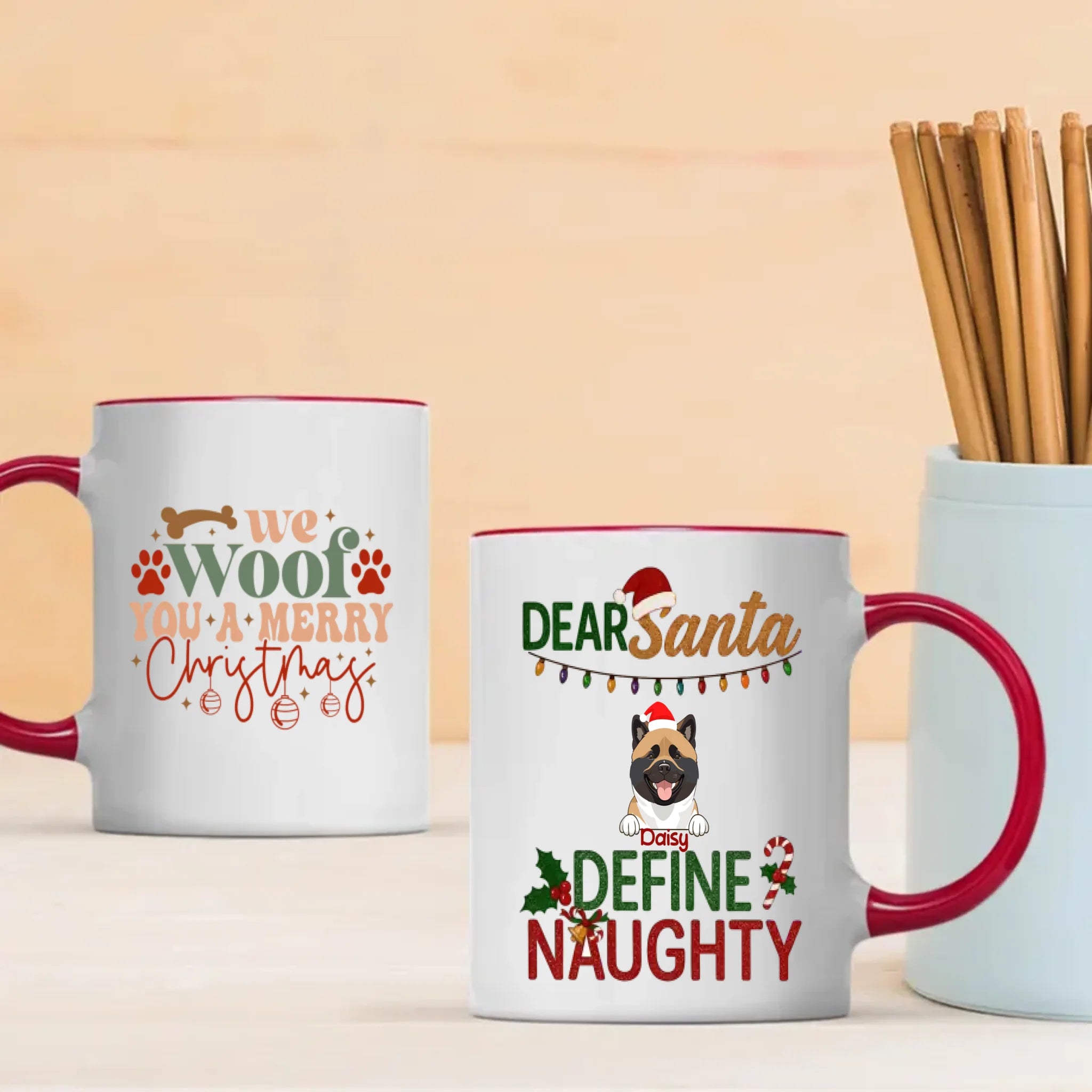 Custom Dog Mug Dear Santa Define Naughty – Funny Christmas Coffee Cup – 89Prints