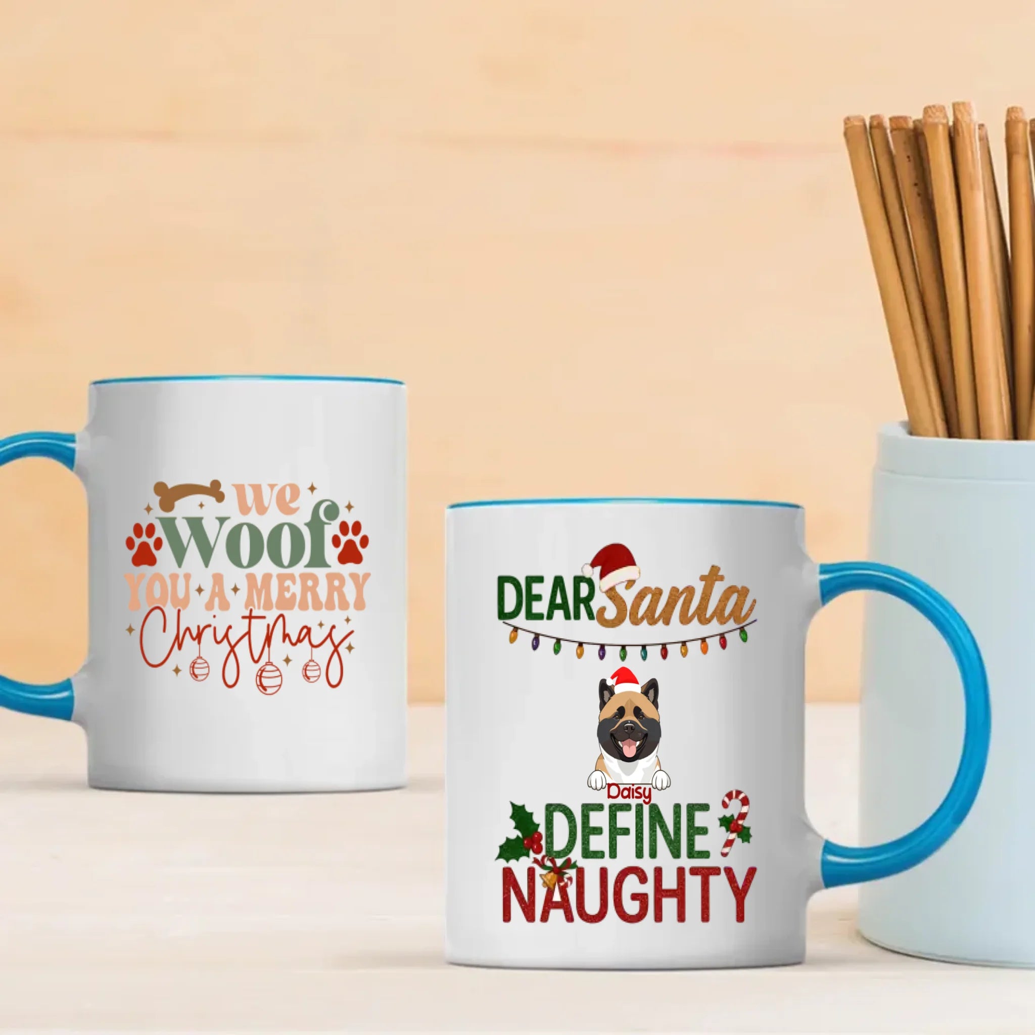 Custom Dog Mug Dear Santa Define Naughty – Funny Christmas Coffee Cup – 89Prints