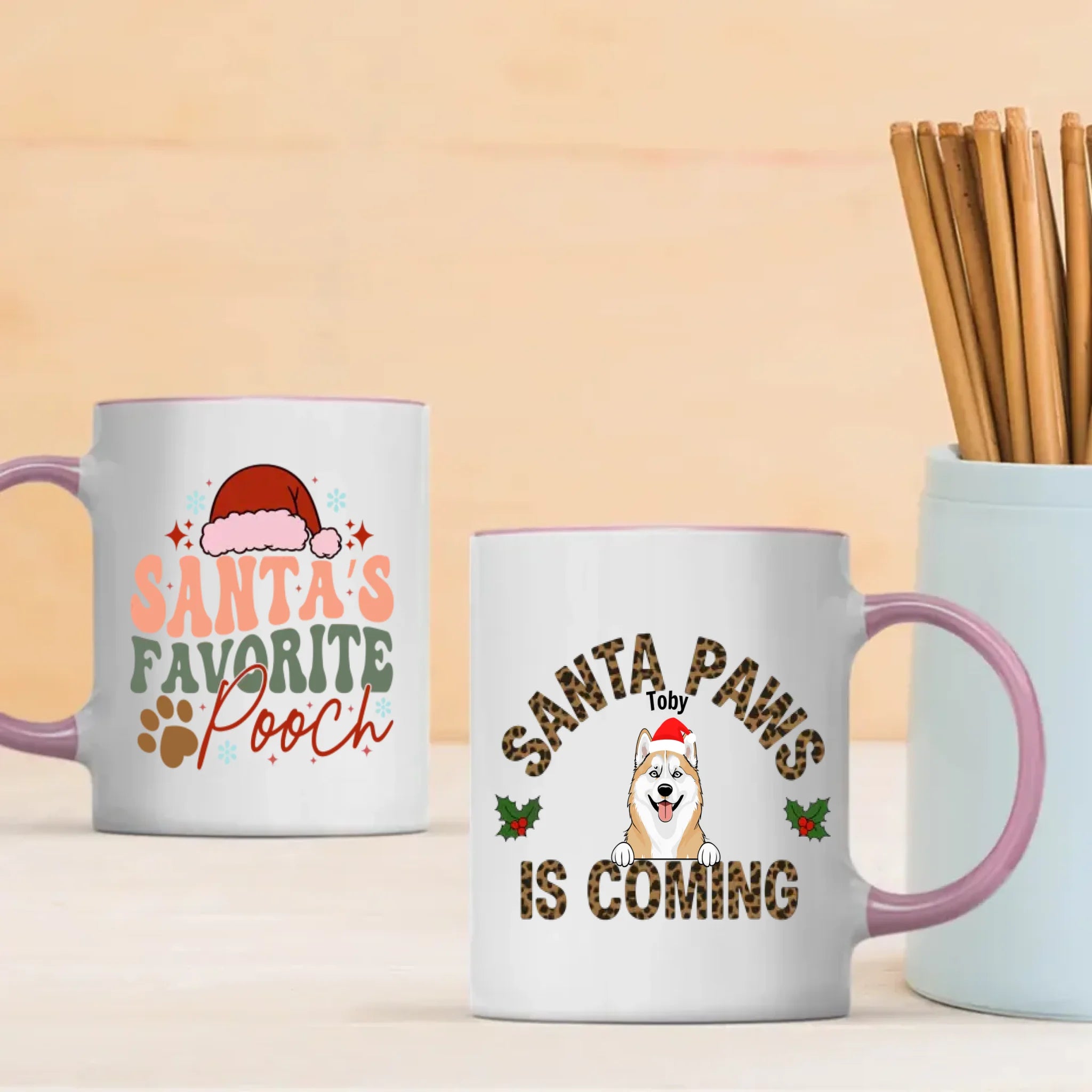 Custom Dog Mug Santa Paws Is Coming – Funny Christmas Coffee Cup Gift for Dog Lovers – 89Prints