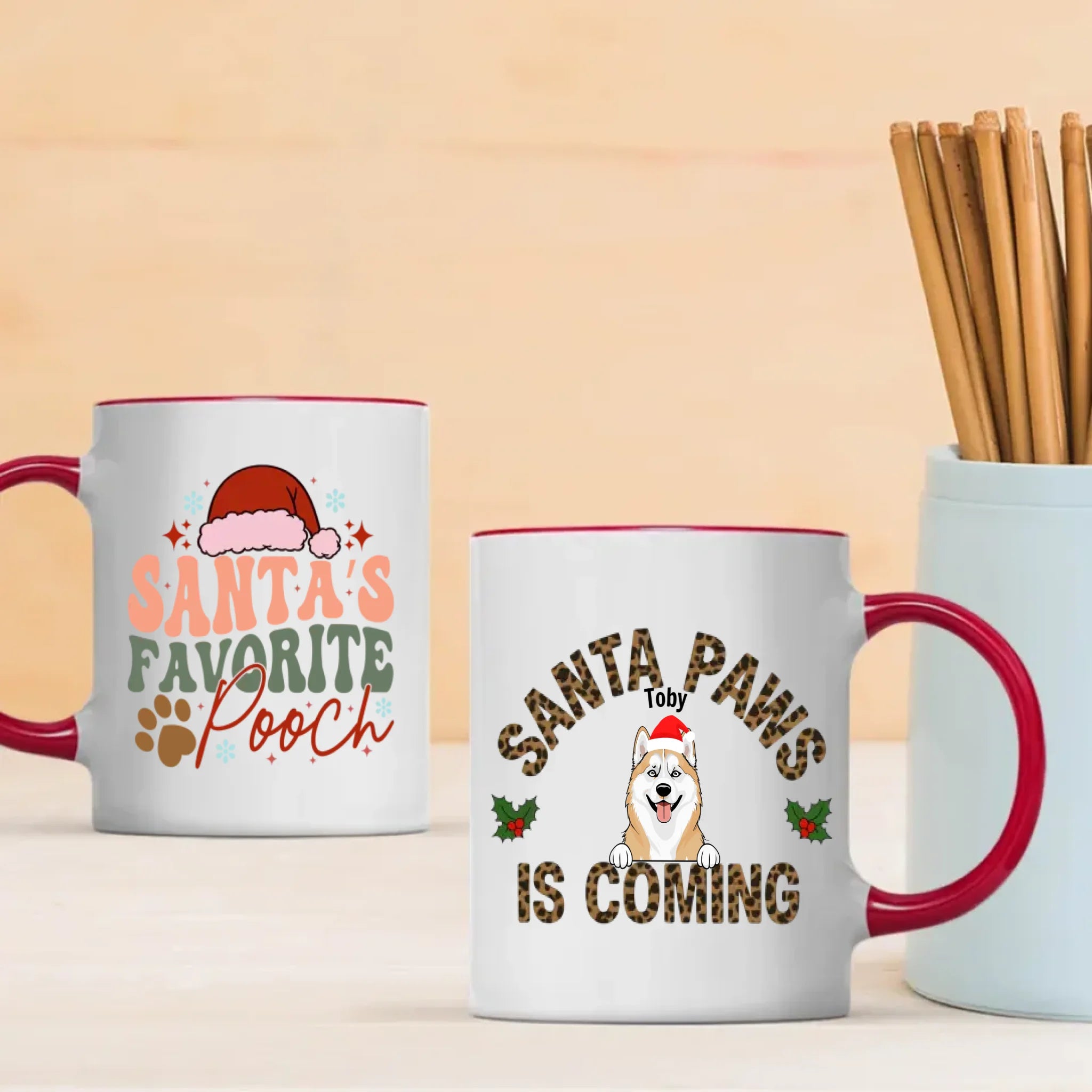 Custom Dog Mug Santa Paws Is Coming – Funny Christmas Coffee Cup Gift for Dog Lovers – 89Prints