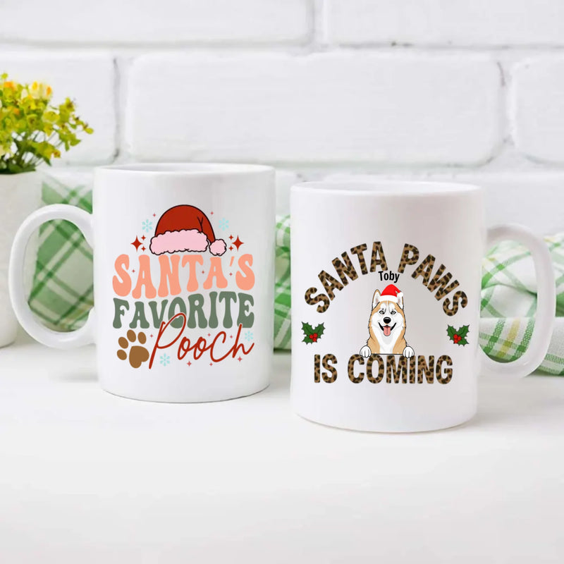Custom Dog Mug Santa Paws Is Coming – Funny Christmas Coffee Cup Gift for Dog Lovers – 89Prints