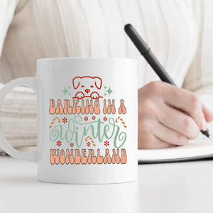 Custom Dog Mug Barking in a Winter Wonderland – Funny Christmas Coffee Cup Gift for Dog Lovers – 89Prints